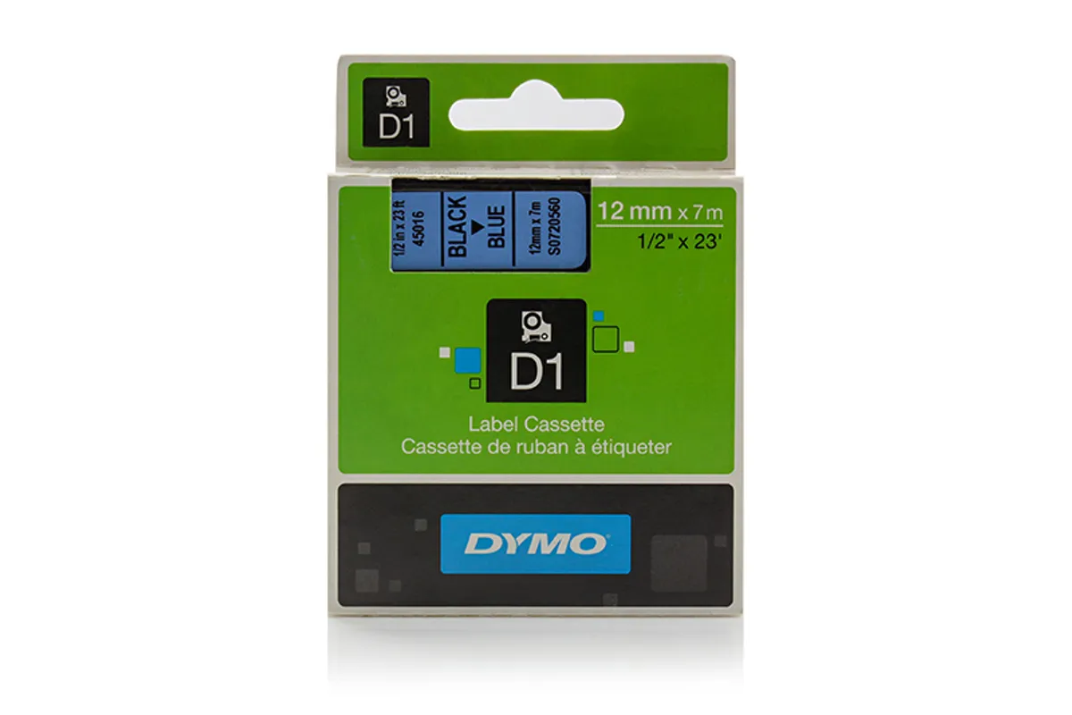 Dymo S0720560 / 45016 Etiketten schwarz auf blau (12mm x 7m)