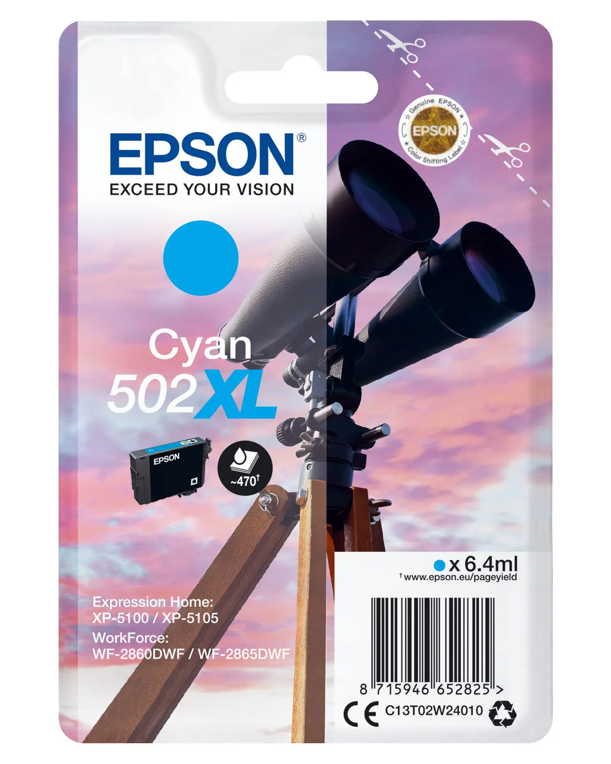 Epson 502XL / T02W2 / C13T02W24010 / C13T02W24020 Tinte cyan