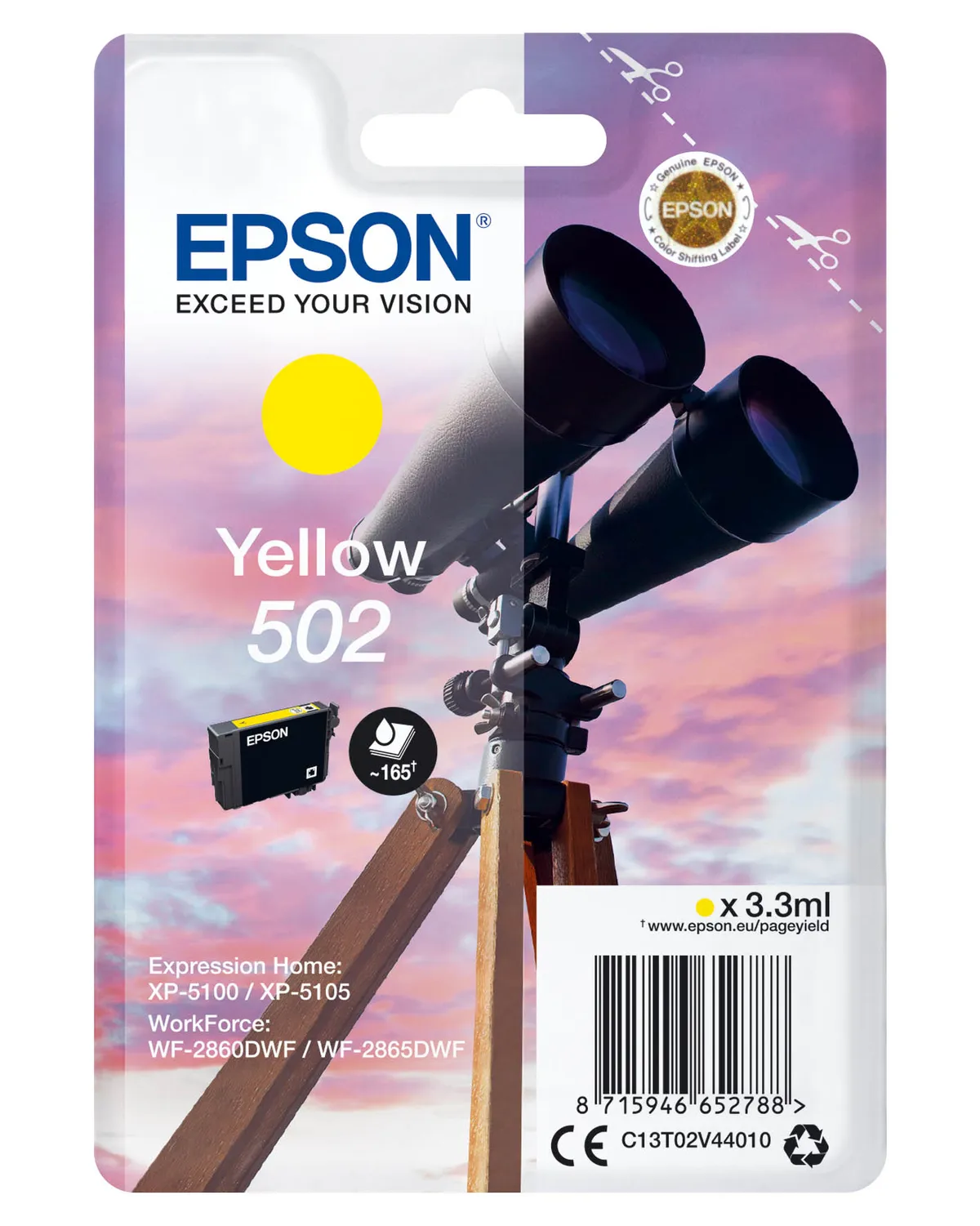 Epson 502 / T02V4 / C13T02V44010 / C13T02V44020 Tinte gelb