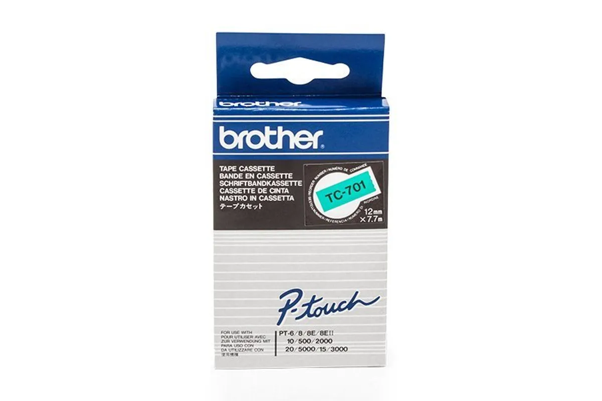 Brother TC-701 Schriftband schwarz auf grün (12mm x 7,7m)