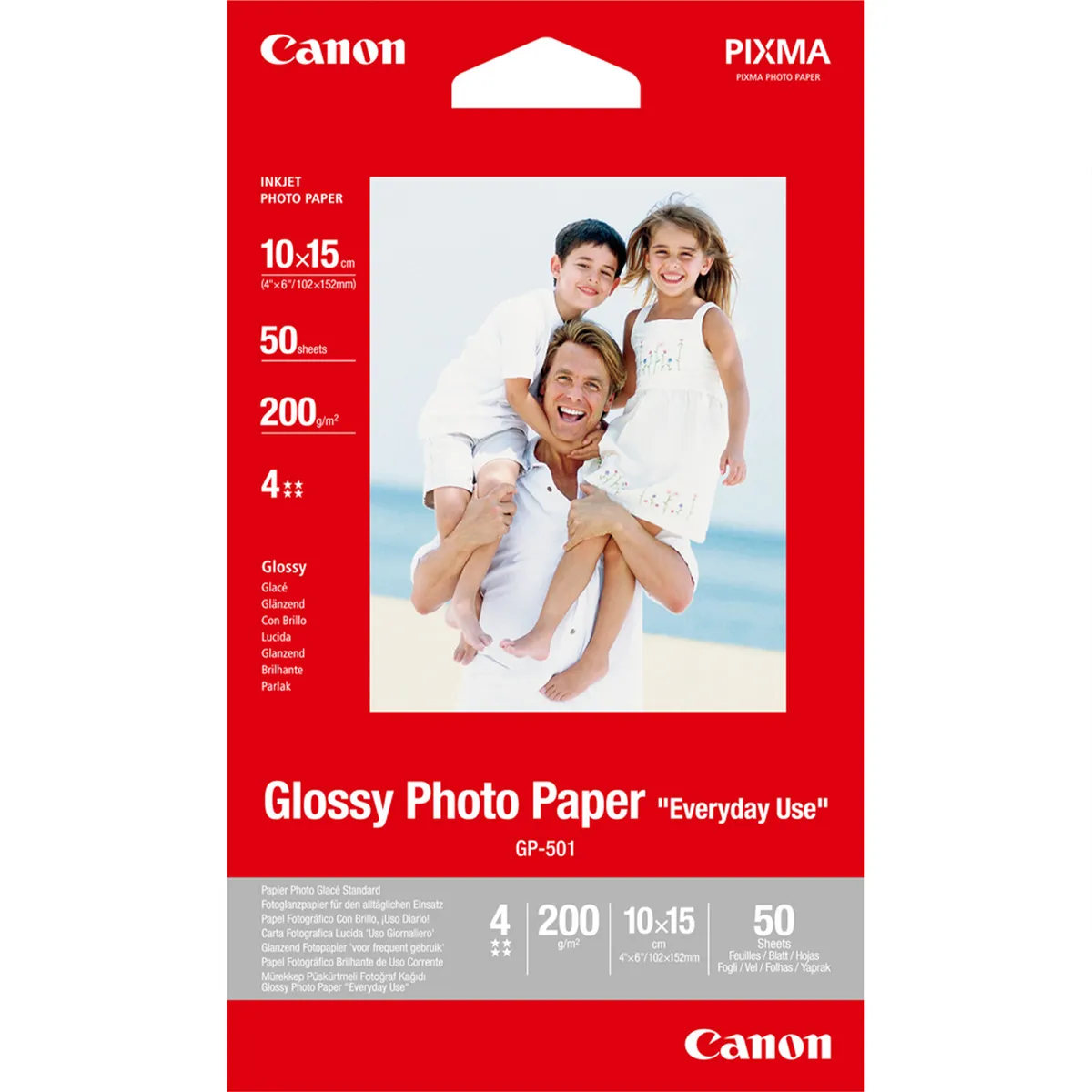 Canon GP-501 / 0775B081 / Glossy Fotopapier weiß (10,2 x 15,2cm, 4''x 6'', 50 Blatt, 200 g/m²)