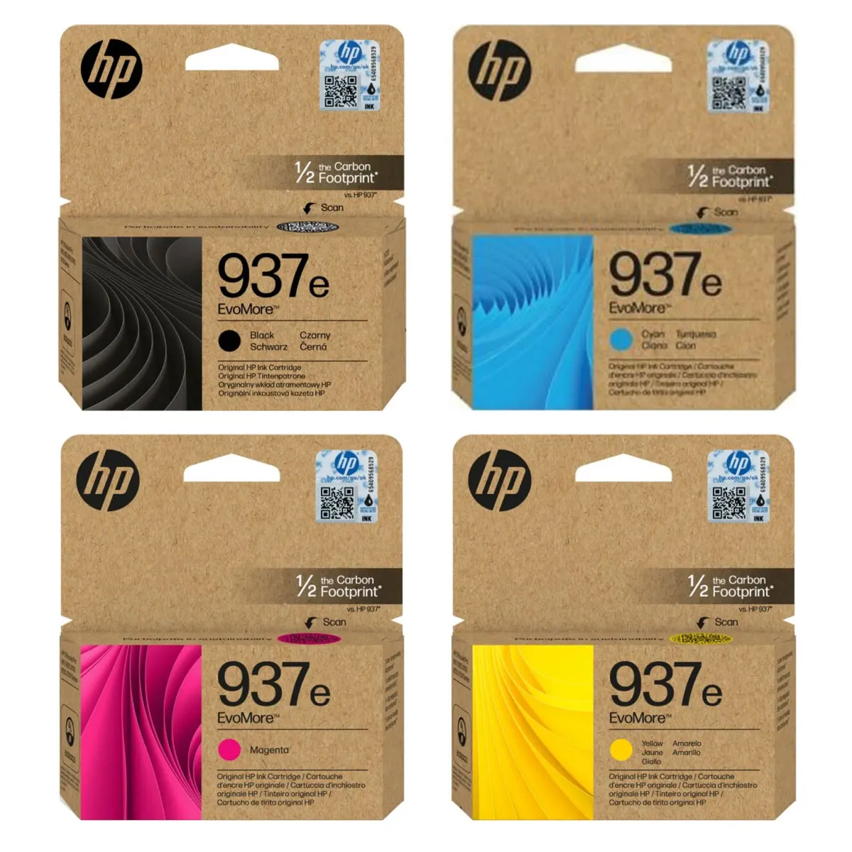 HP 937e Tinten Sparset schwarz, cyan, magenta, gelb (4 Stück)