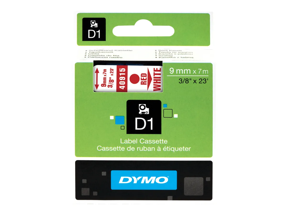 Dymo S0720700 / 40915 Etiketten rot auf weiß (9mm x 7m)