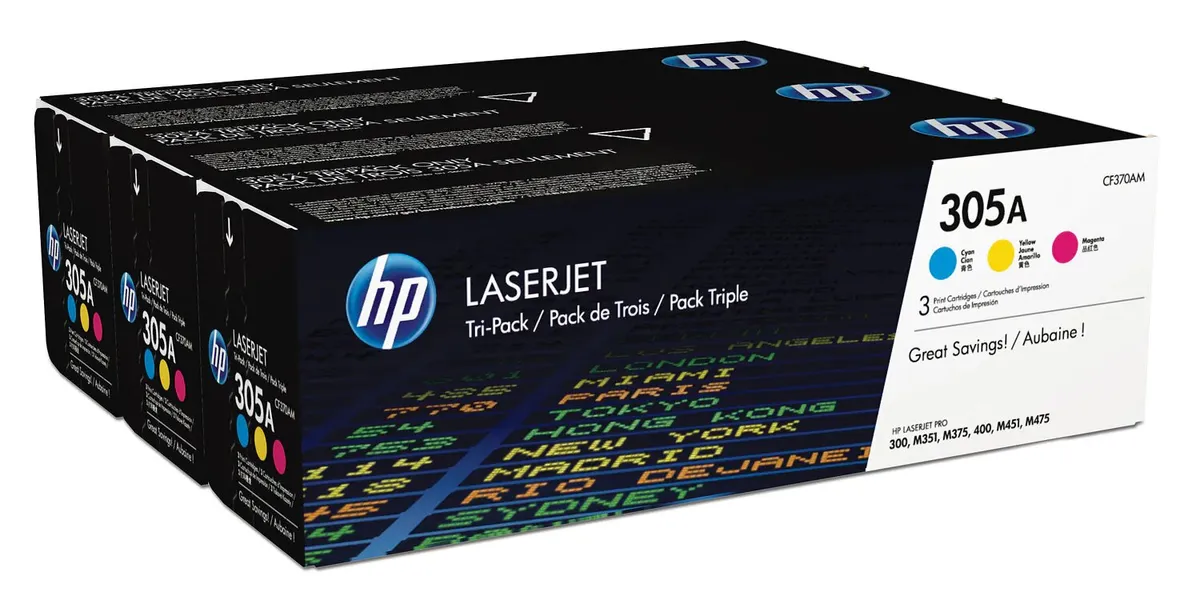 HP 305A / CF370AM Toner Sparset cyan, magenta, gelb (3 Stück)