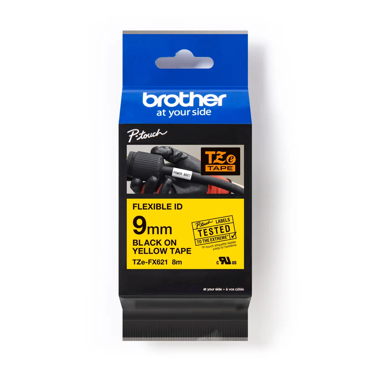 Brother TZE-FX621 Schriftband schwarz auf gelb (9mm x 8m)