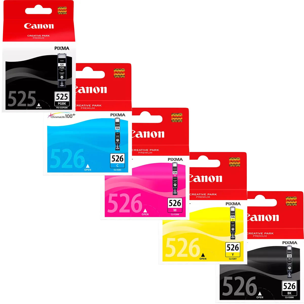 Canon PGI-525 & CLI-526 Tinten Sparset schwarz, cyan, magenta, gelb, photo schwarz (5 Stück)
