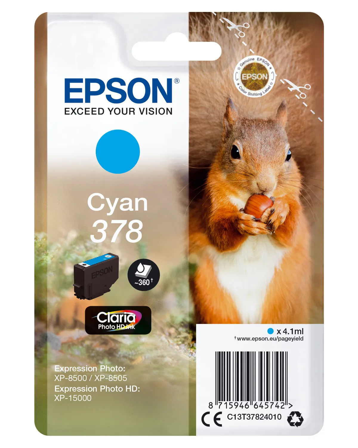 Epson 378 / T3782 / C13T37824010 / C13T37824020 Tinte cyan