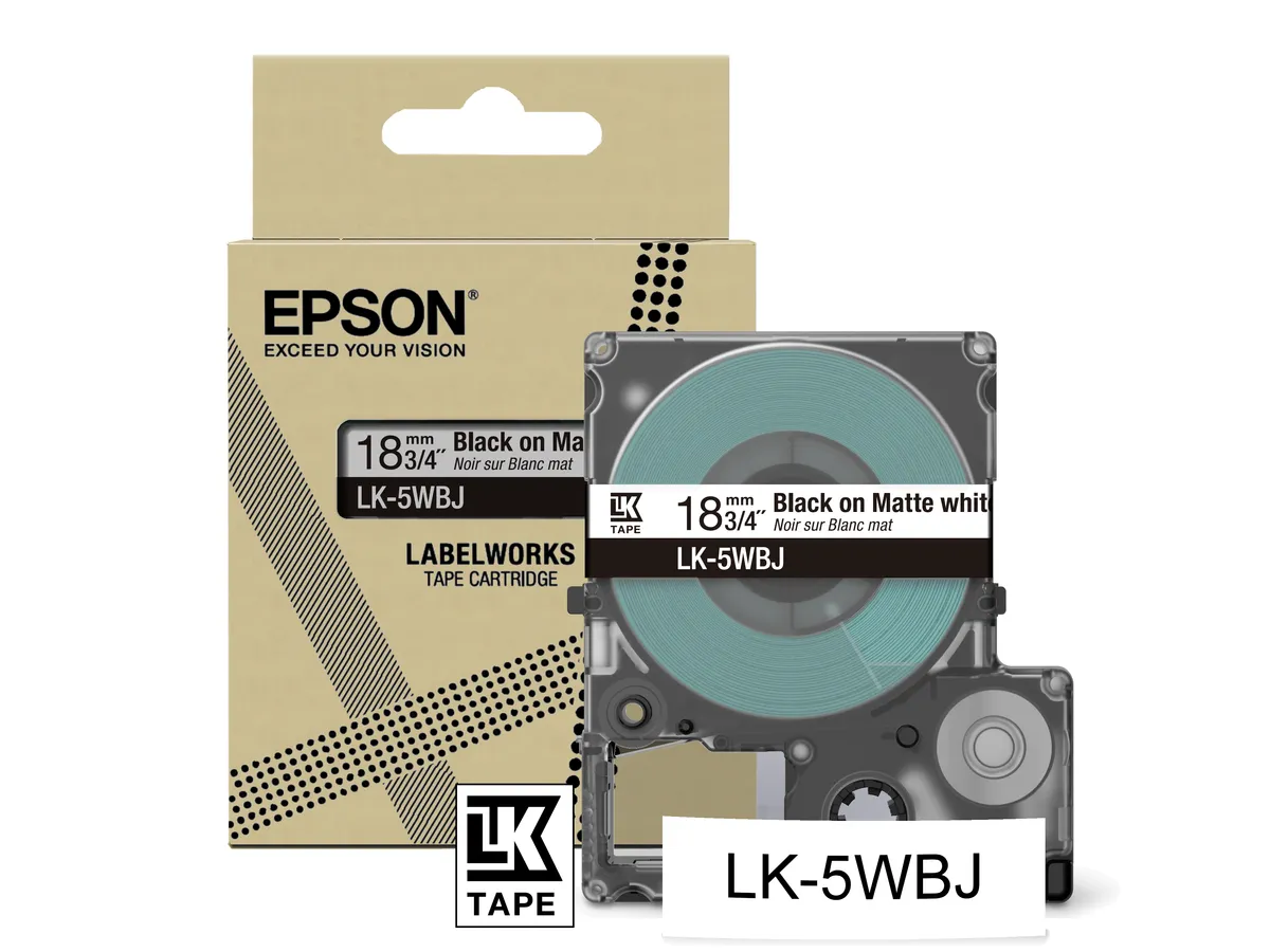 Epson LK-5WBJ / C53S672063 Schriftband schwarz auf matt weiß (18mm x 8m)