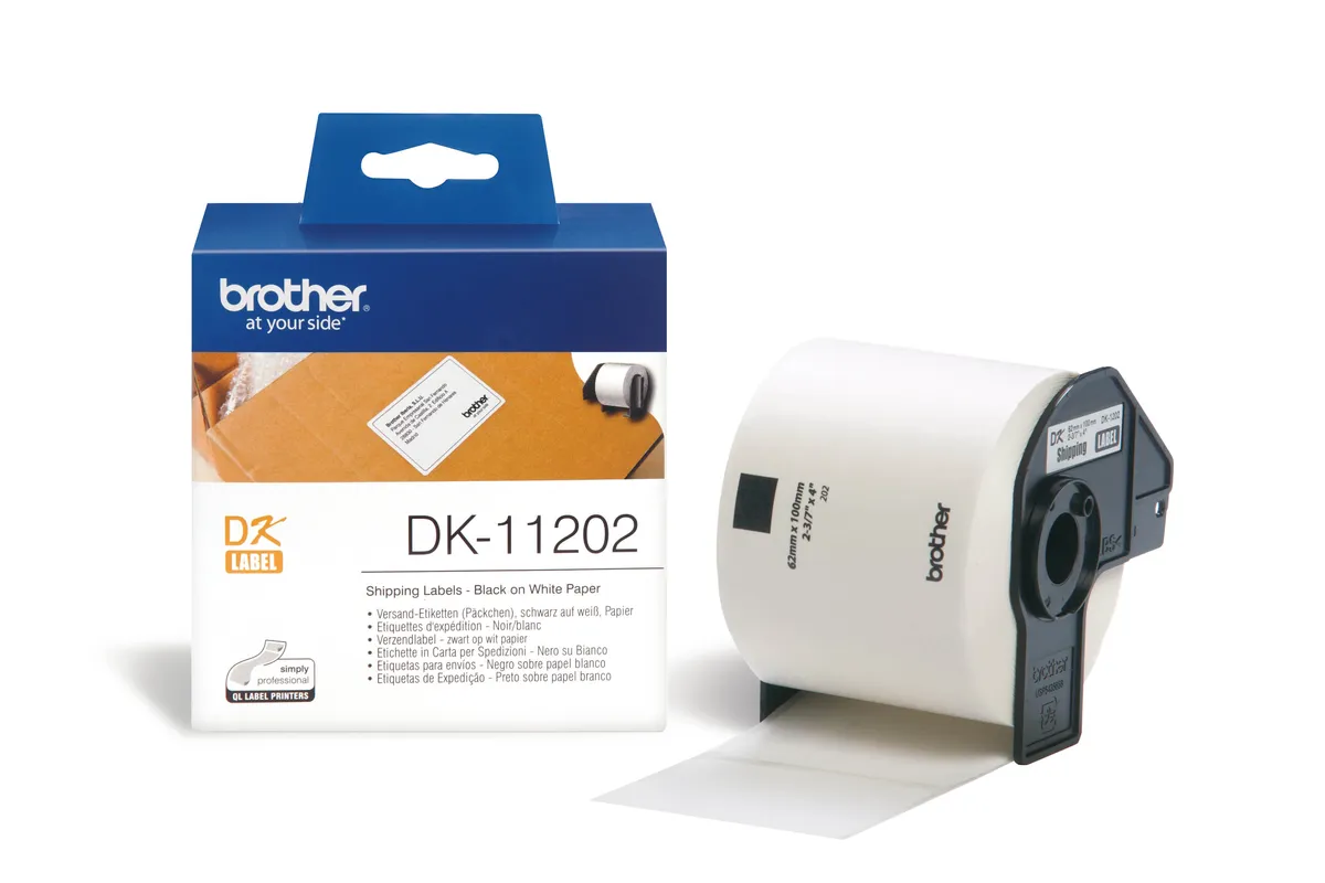 Brother DK-11202 Etiketten schwarz auf weiß (62 x 100mm, 300 Stück)