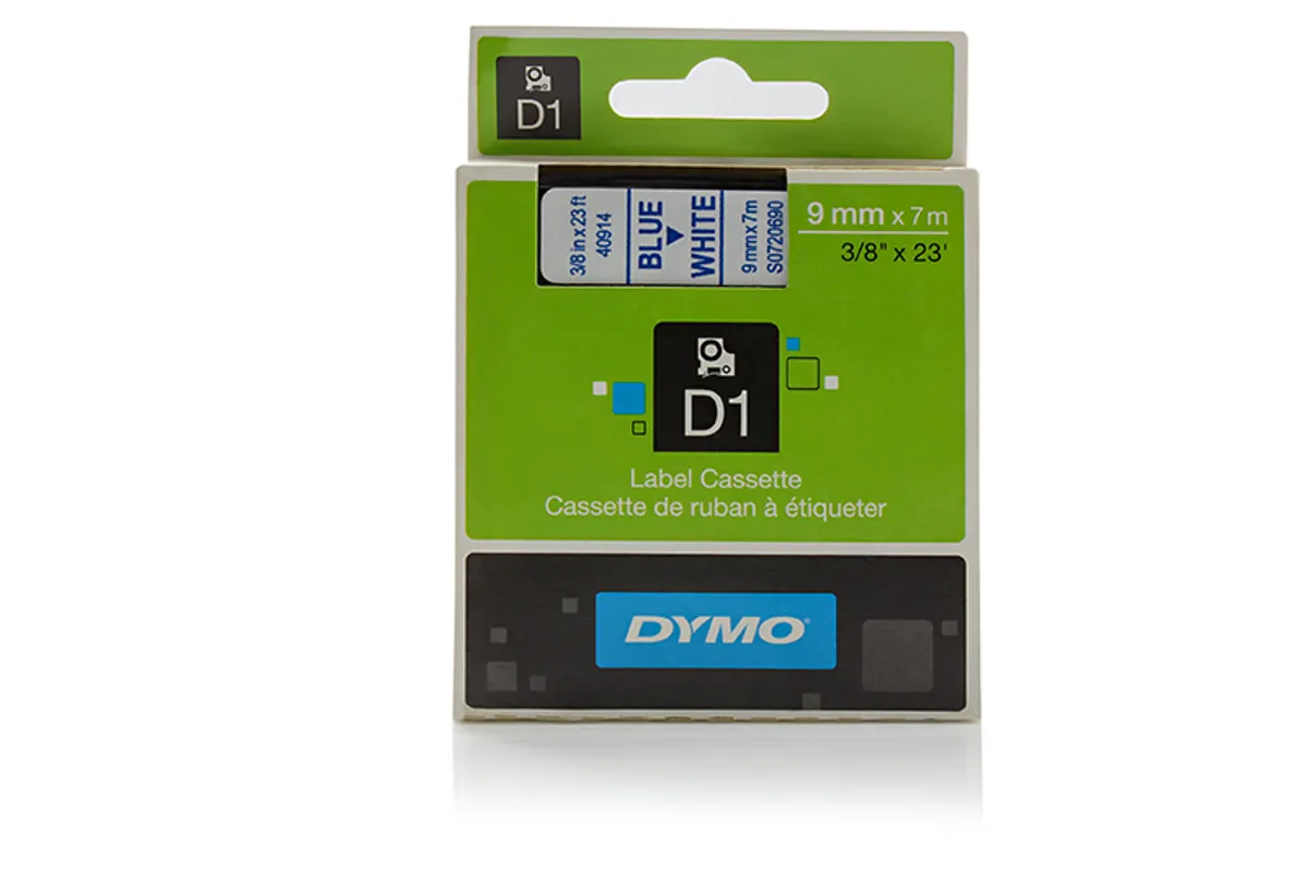 Dymo S0720690 / 40914 Etiketten blau auf weiß (9mm x 7m)