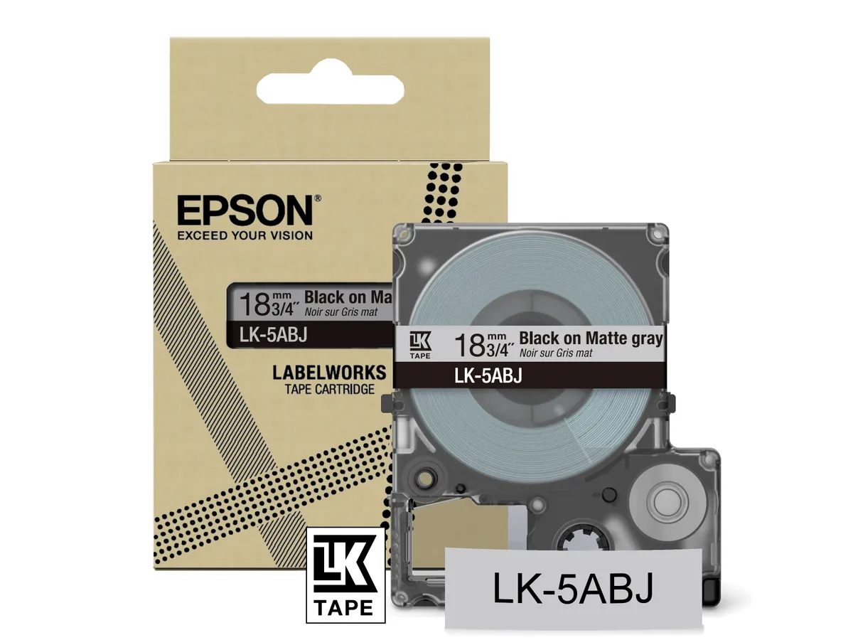 Epson LK-5ABJ / C53S672087 Schriftband schwarz auf matt grau (18mm x 8m)