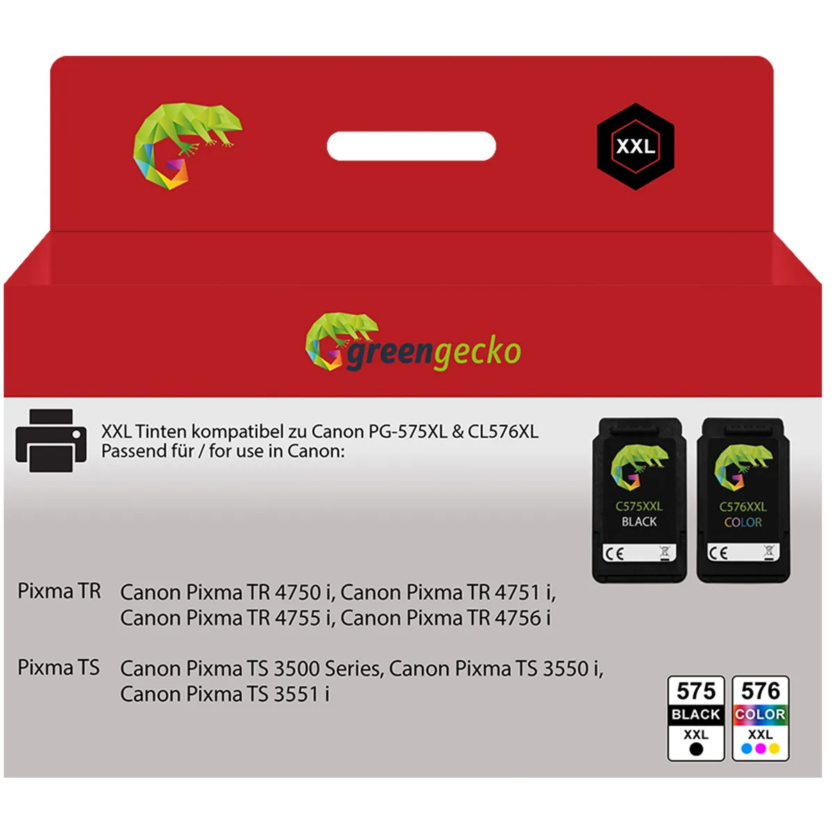 XXL Tinten Sparset kompatibel zu Canon PG-575XL & CL-576XL schwarz, color  (2 Stück)