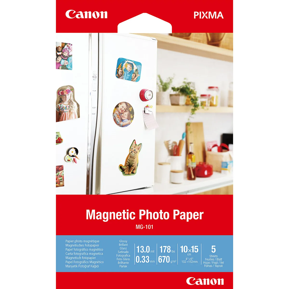 Canon MG-101 / 3634C002 / Magnetic Fotopapier weiß (10,2 x 15,2cm, 4''x 6'', 5 Blatt, 670 g/m²)