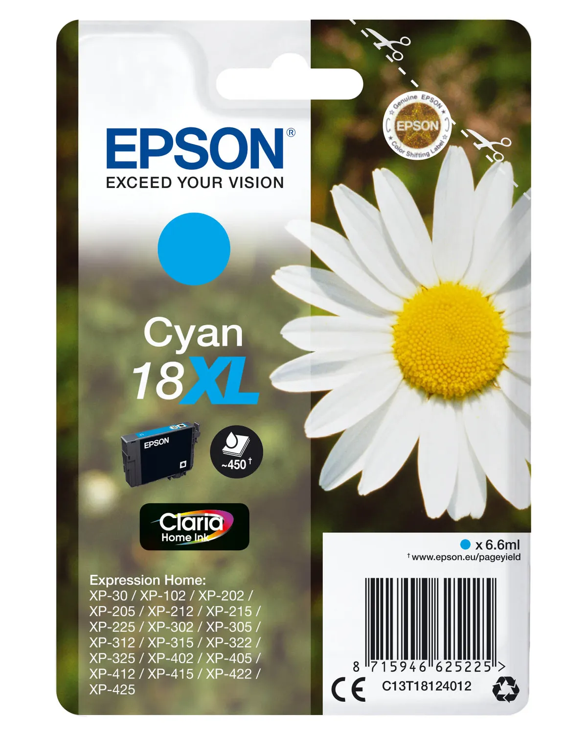 Epson 18XL / T1812 / C13T18124012 / C13T18124022 Tinte cyan