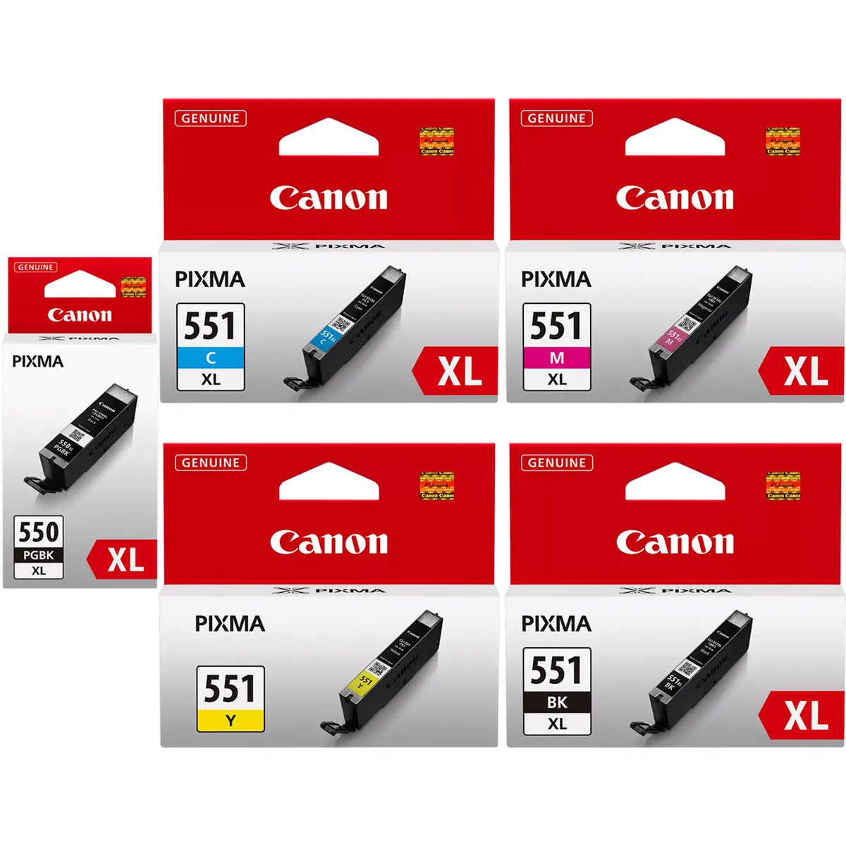 Canon PGI-550XL & CLI-551XL Tinten Sparset schwarz, cyan, magenta, gelb, photo schwarz (5 Stück)