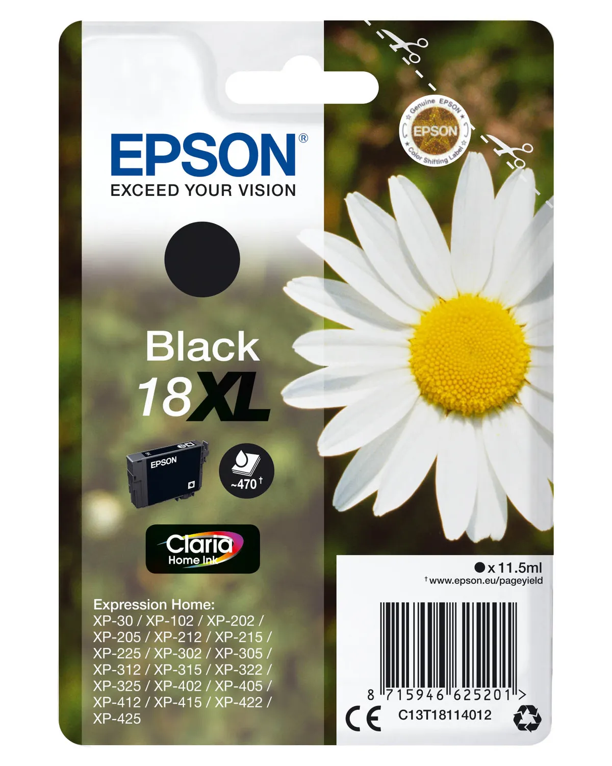Epson 18XL / T1811 / C13T18114012 / C13T18114022 Tinte schwarz