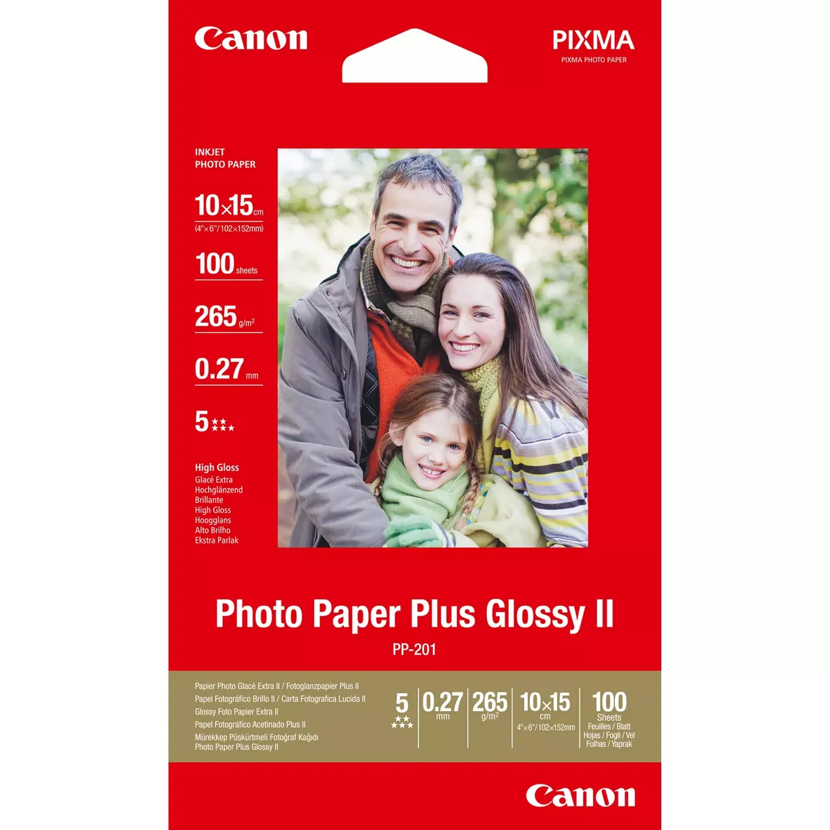 Canon PP-201 / 2311B072 / Plus Glossy II Fotopapier weiß (10,2 x 15,2cm, 4 x 6'', 100 Blatt, 265 g/m²)