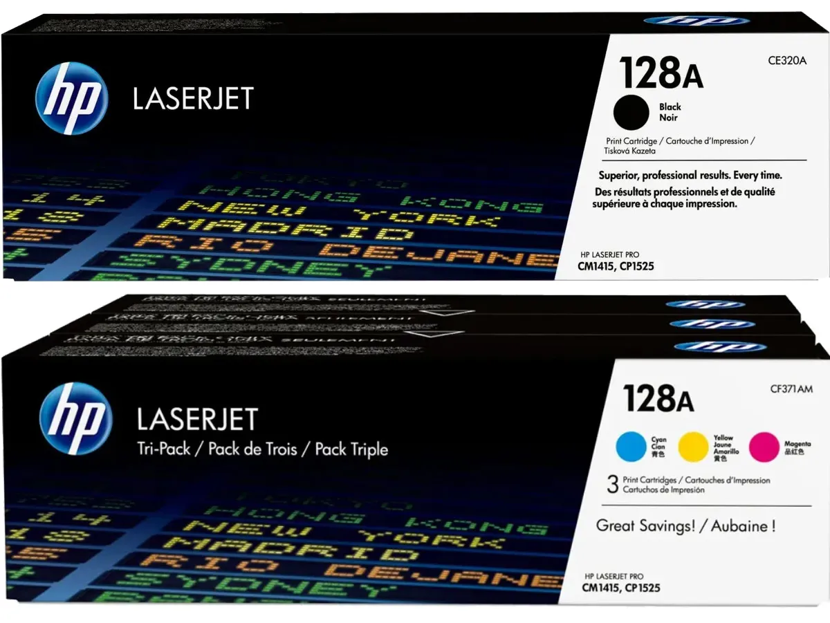 HP 128A / CE320A / CF371AM Toner Sparset schwarz, cyan, magenta, gelb (4 Stück)