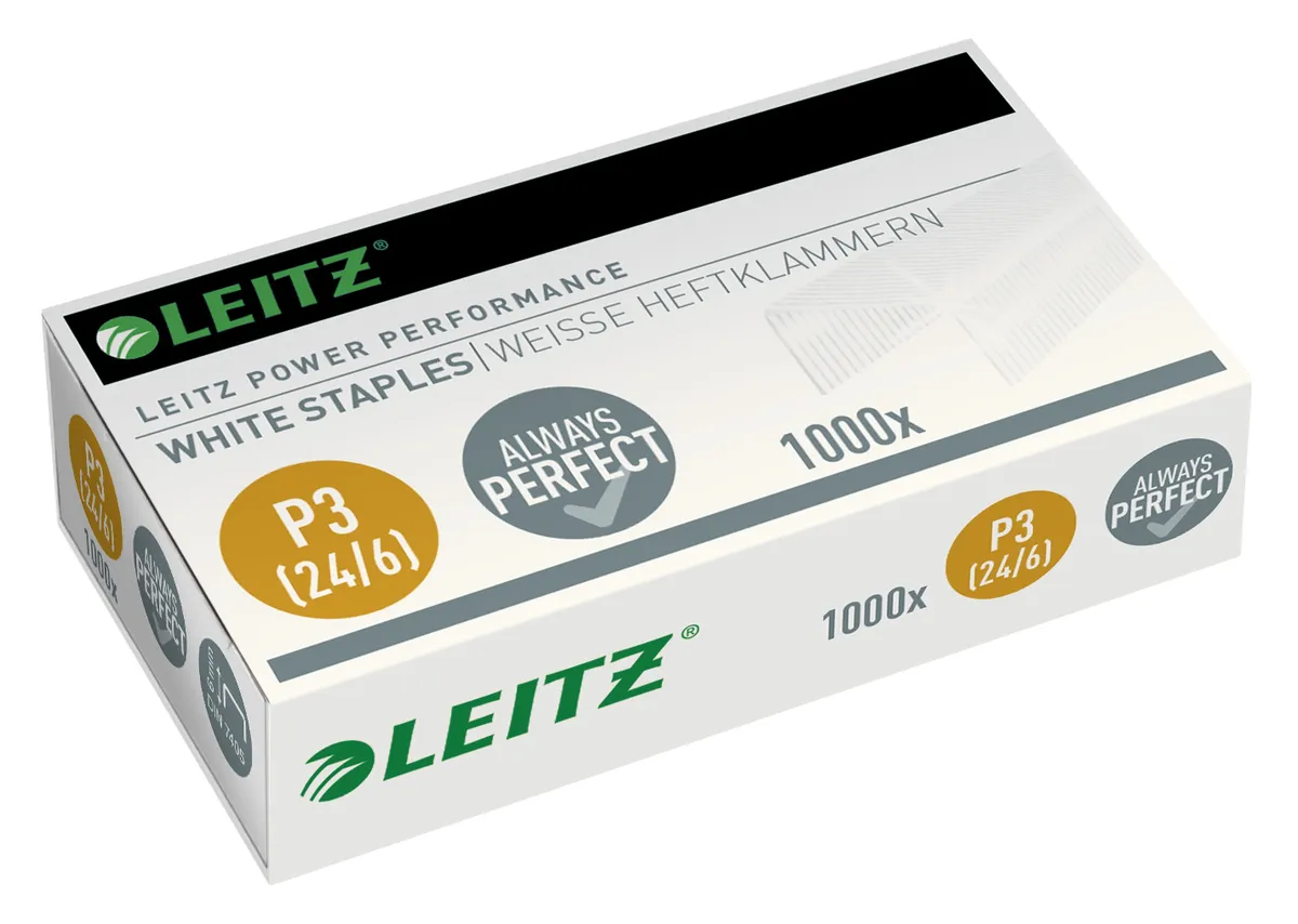 Leitz Power Performance P3 / 55540000 Hefklammern  weiß (1000 Stück) (für Heftgerät 5500, 5501, 5502, 5504, 5505, 5522, 5523, 5560 und Heftzange 5548, 5549)