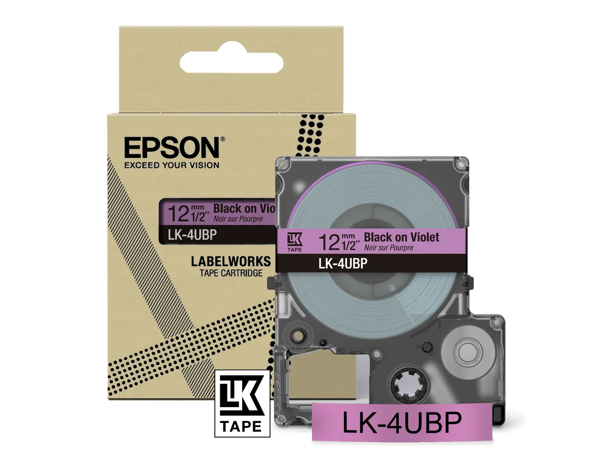 Epson LK-4UBP / C53S672101 Schriftband schwarz auf lila (12mm x 8m)