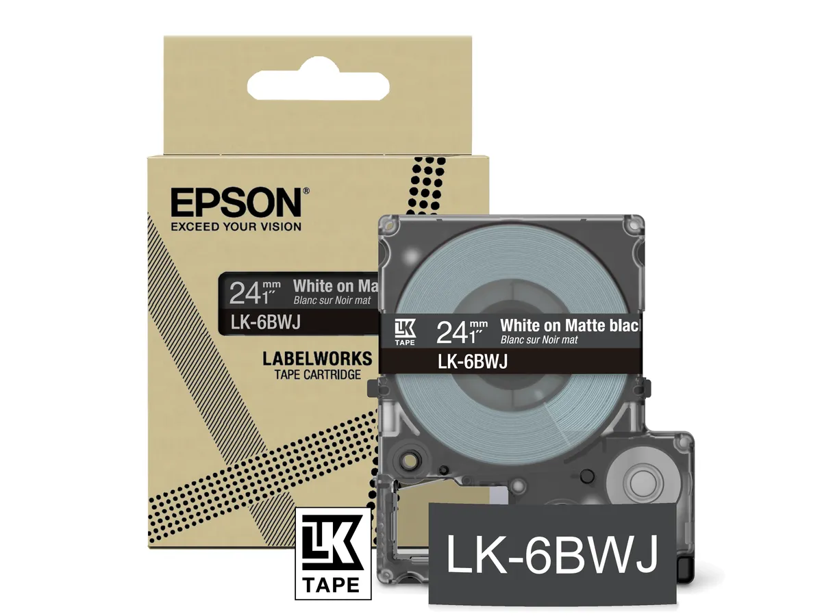 Epson LK-6BWJ / C53S672084 Schriftband weiß auf matt schwarz (24mm x 8m)