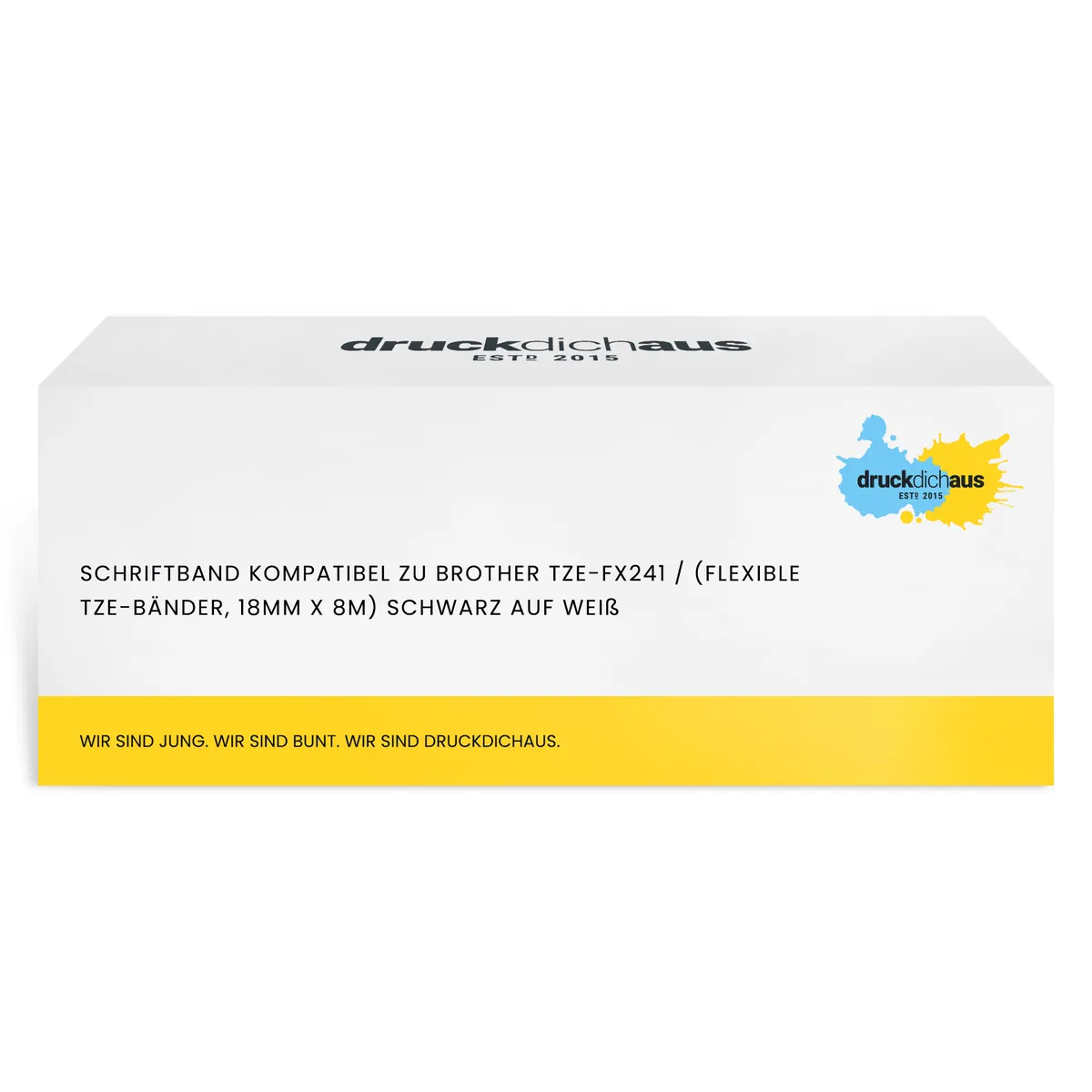 Schriftband kompatibel zu Brother TZe-FX241 schwarz auf weiß (flexibel, 18mm x 8m)