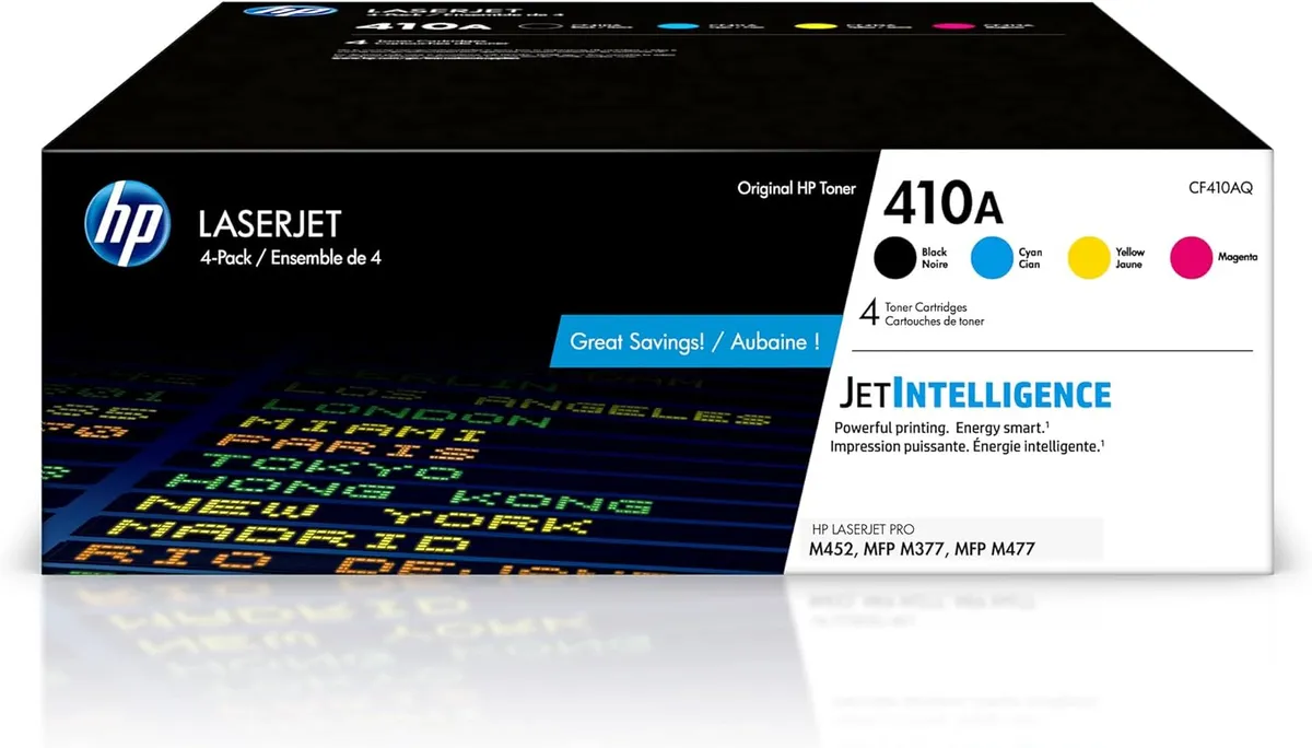 HP 410A / CF410A / CF411A / CF412A / CF413A Toner Sparset schwarz, cyan, magenta, gelb (4 Stück)