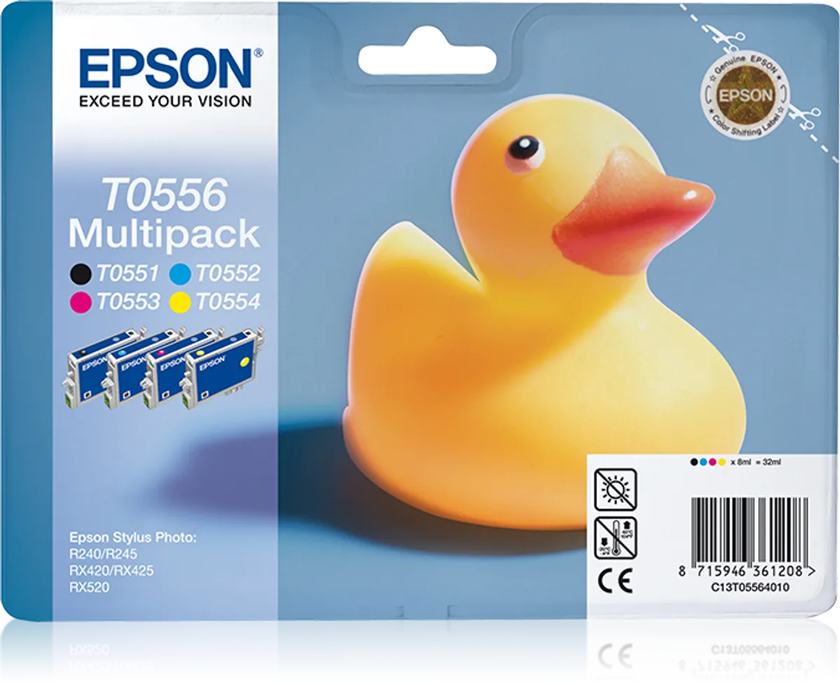 Epson T0556 / C13T05564010 / C13T05564020 Tinten Sparset schwarz, cyan, magenta, gelb (4 Stück)