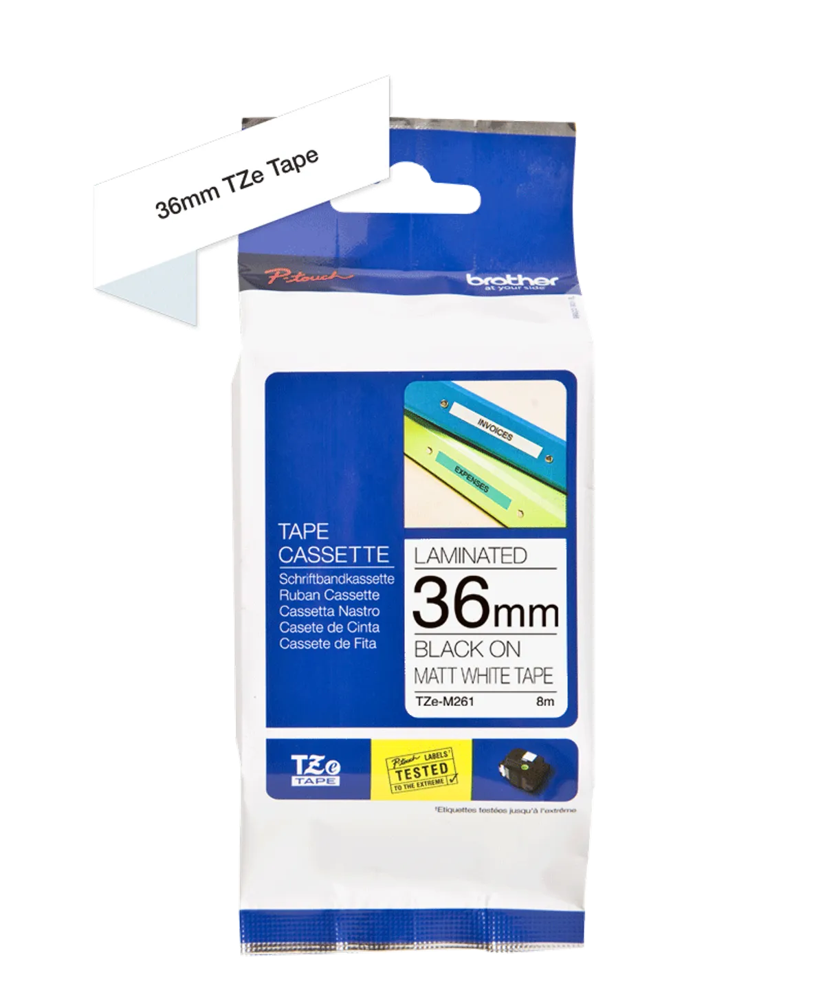 Brother TZE-M261 Schriftband schwarz auf weiß (36mm x 8m)
