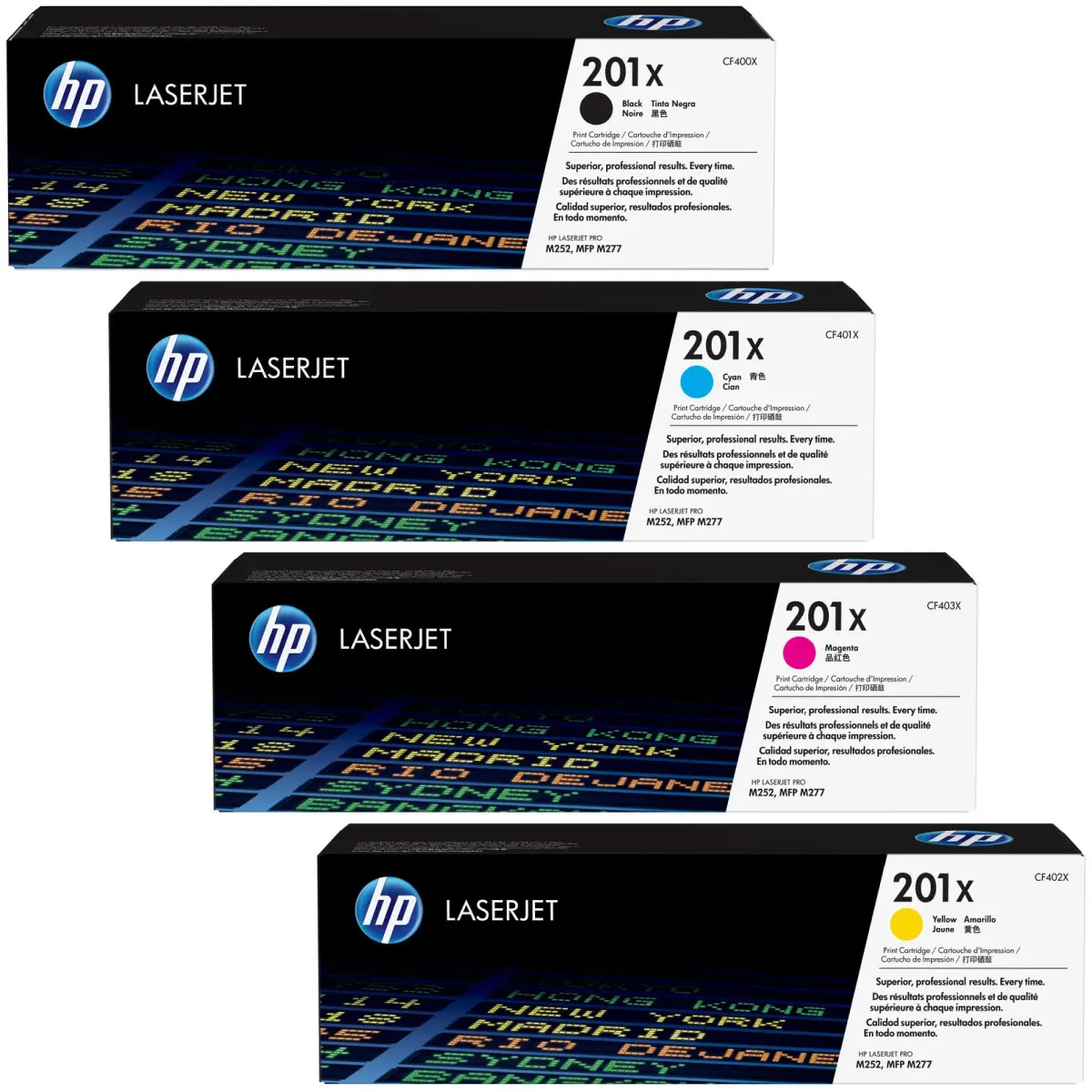 HP 201X / CF400X / CF401X / CF402X / CF403X Toner Sparset schwarz, cyan, magenta, gelb (4 Stück)