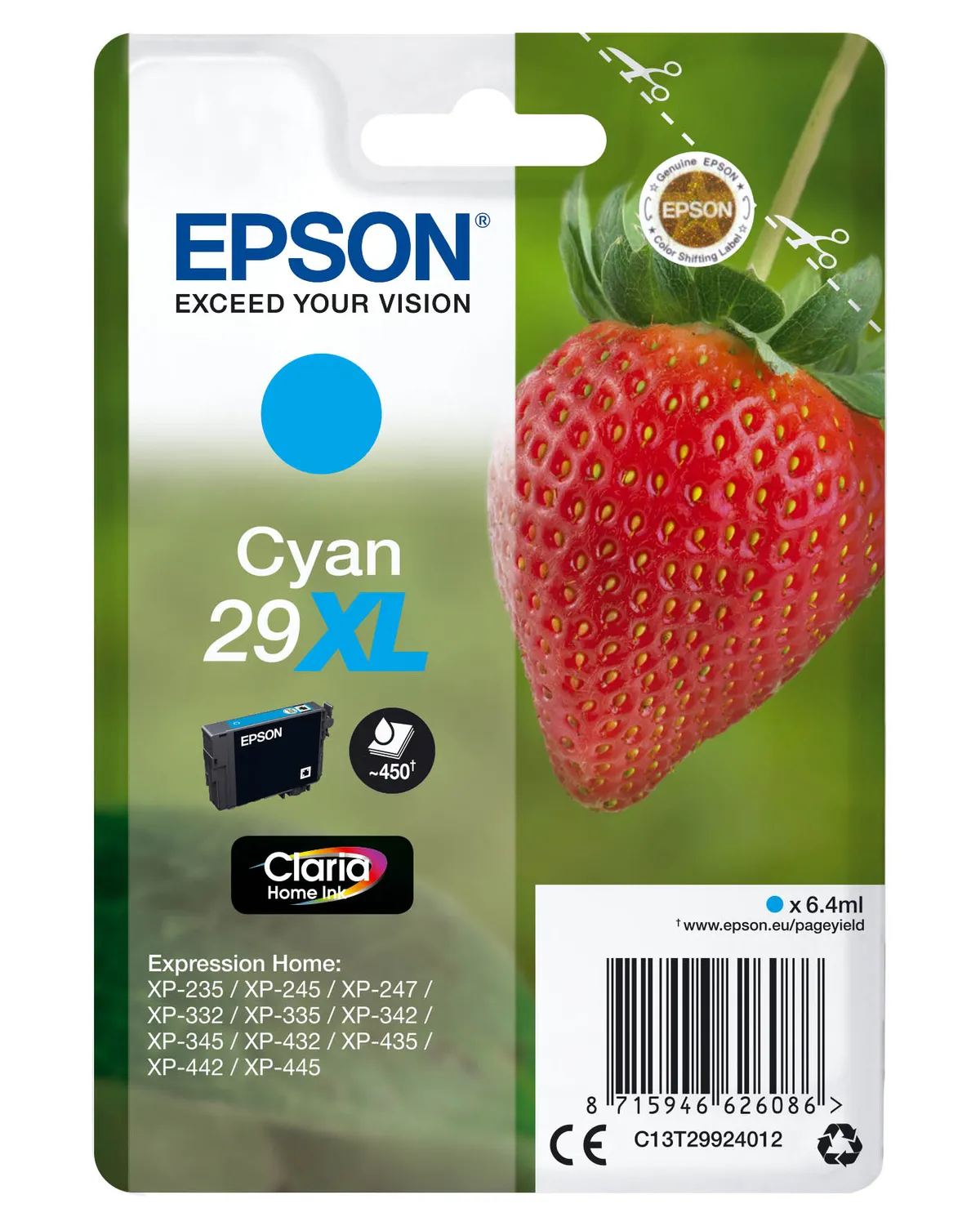 Epson 29XL / T2992 / C13T29924012 / C13T29924022 Tinte cyan