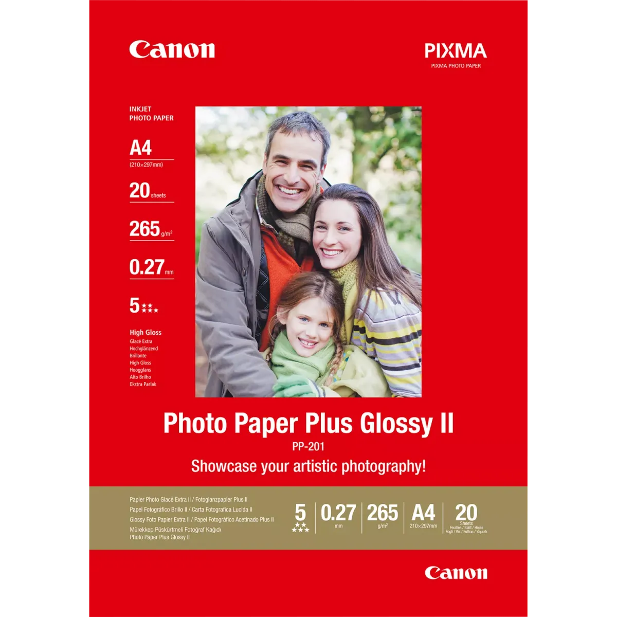 Canon PP-201 / 2311B019 / Plus Glossy II Fotopapier weiß (21 x 29,7cm (DIN A4), 20 Blatt, 265 g/m²)