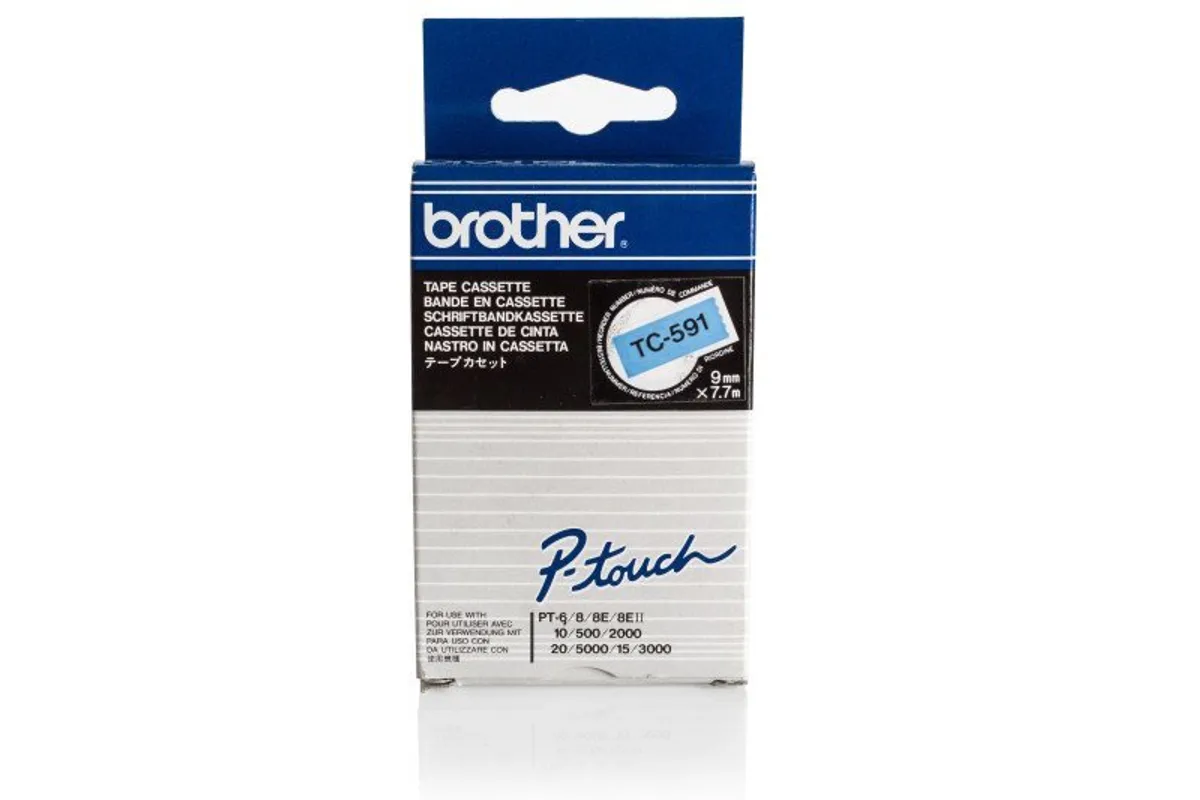 Brother TC-591 Schriftband schwarz auf blau (9mm x 7,7m)