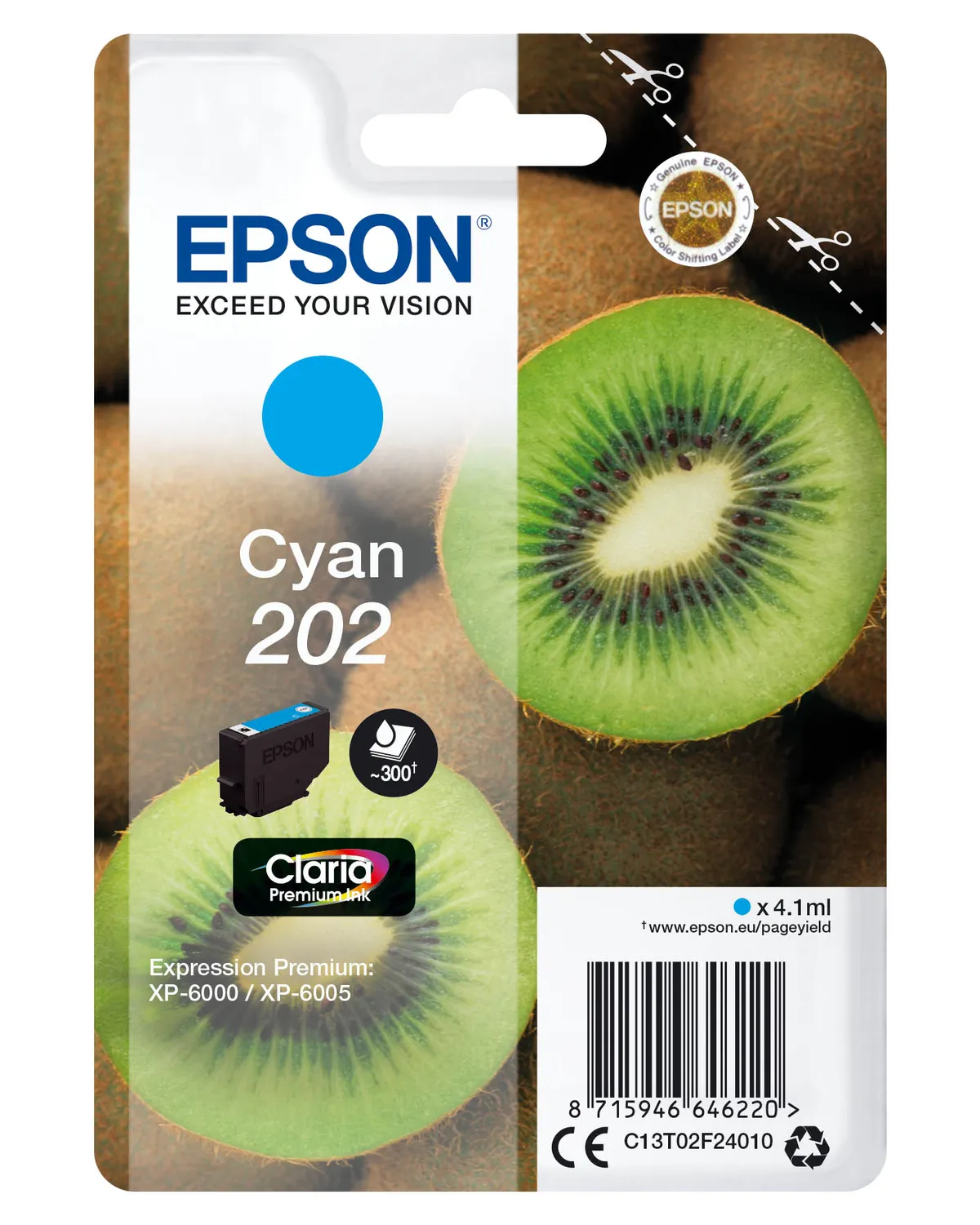 Epson 202 / T02F2 / C13T02F24010 / C13T02F24020 Tinte cyan