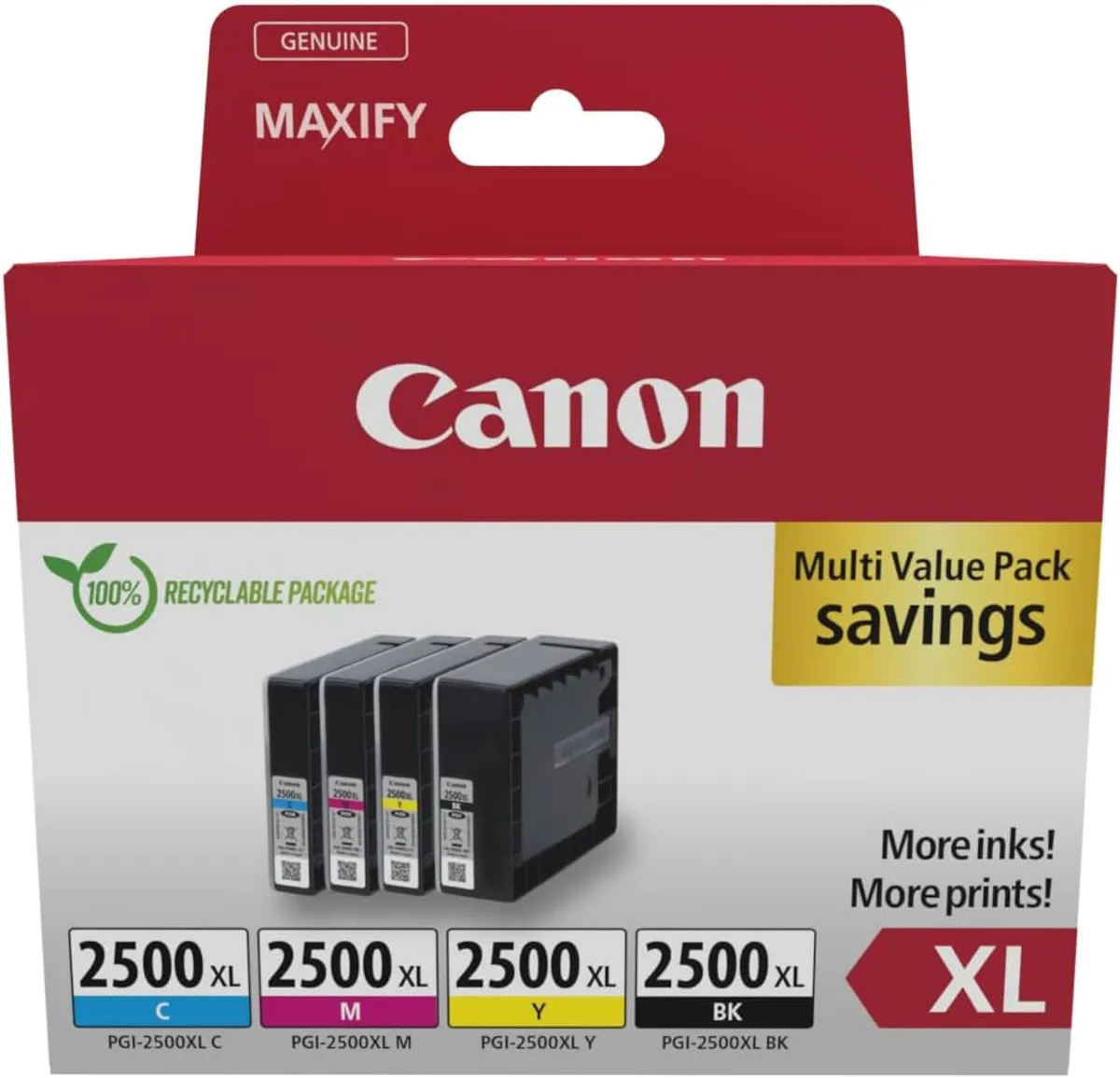 Canon PGI-2500XL / 9254B010 Tinten Sparset schwarz, cyan, magenta, gelb (4 Stück)