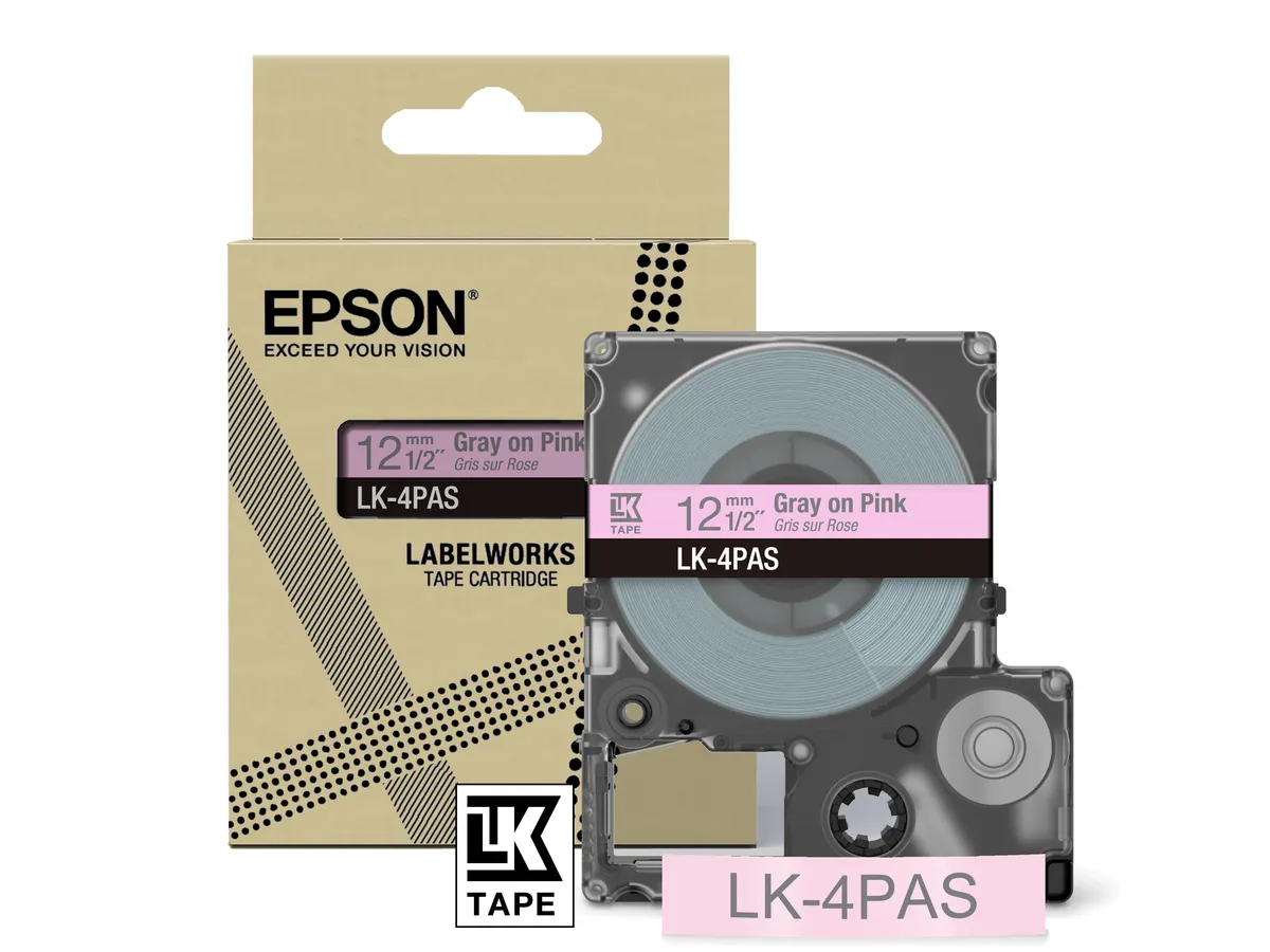 Epson LK-4PAS / C53S672103 Schriftband grau auf pink (12mm x 8m)