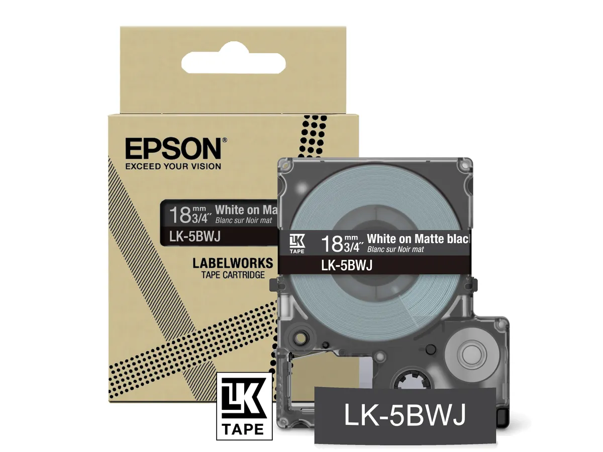Epson LK-5BWJ / C53S672083 Schriftband weiß auf matt schwarz (18mm x 8m)
