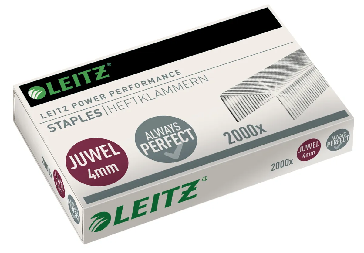 Leitz JUWEL 4mm / 56400000 Hefklammern   (2000 Stück) (für Heftzange Juwel, Juwel 2000)
