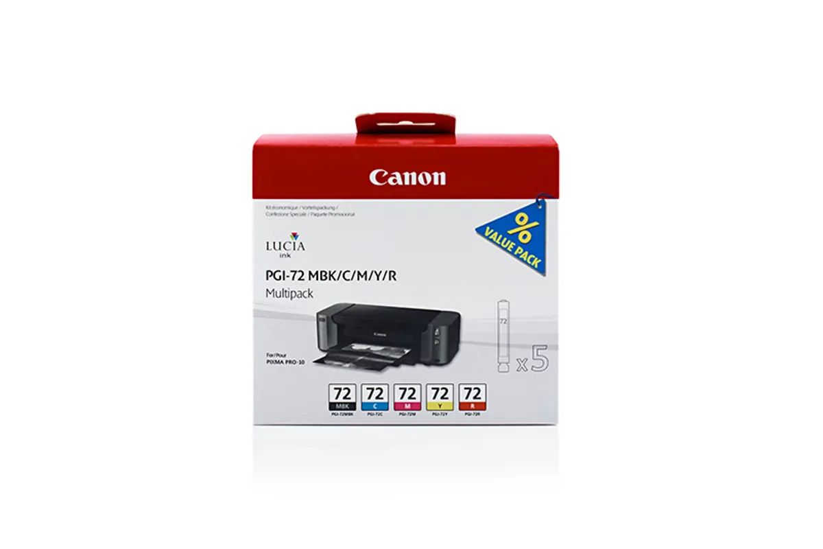 Canon PGI-72 / 6402B009 Tinten Sparset matt schwarz, cyan, magenta, gelb, rot (5 Stück)