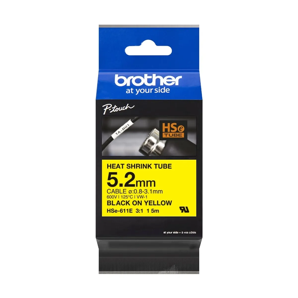 Brother HSE-611E Heissschrumpfschlauch schwarz auf gelb (5,2mm x 5m) Brother HSE-611E Heissschrumpfschlauch schwarz auf gelb (5,2mm x 5m)