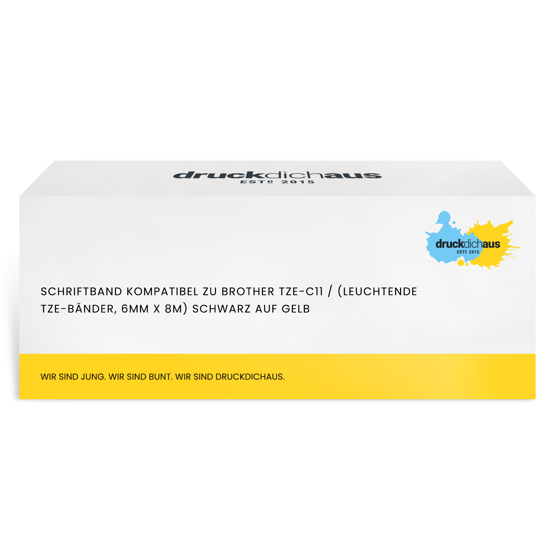 Schriftband kompatibel zu Brother TZe-C11 schwarz auf gelb (leuchtend, 6mm x 8m)