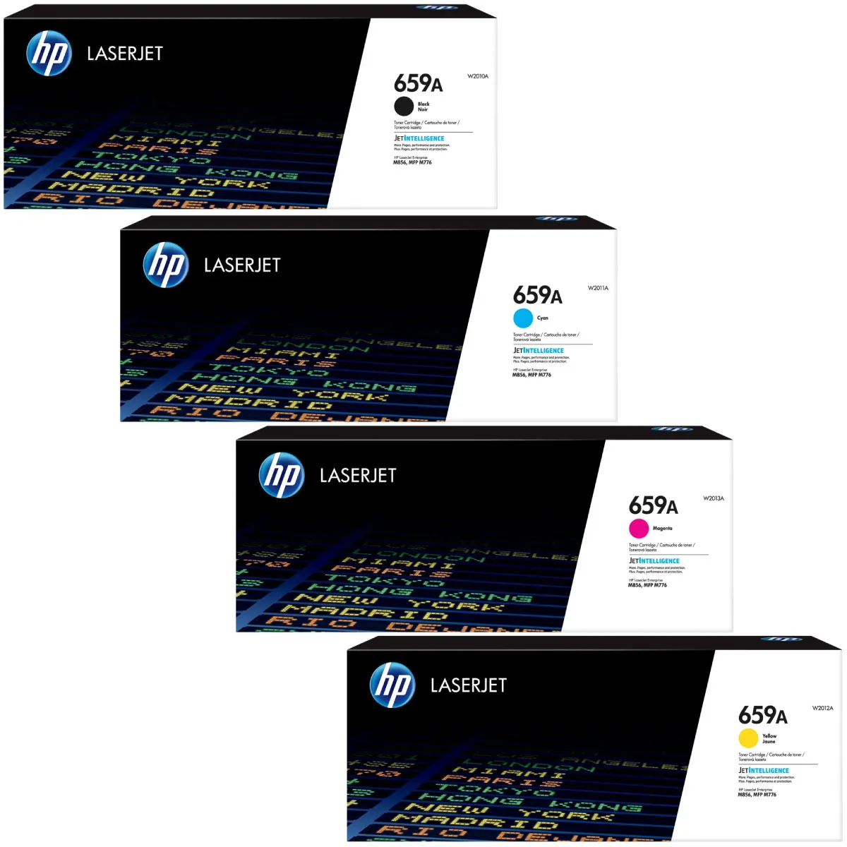 HP 659A / W2010A / W2011A / W2012A / W2013A Toner Sparset schwarz, cyan, magenta, gelb (4 Stück)