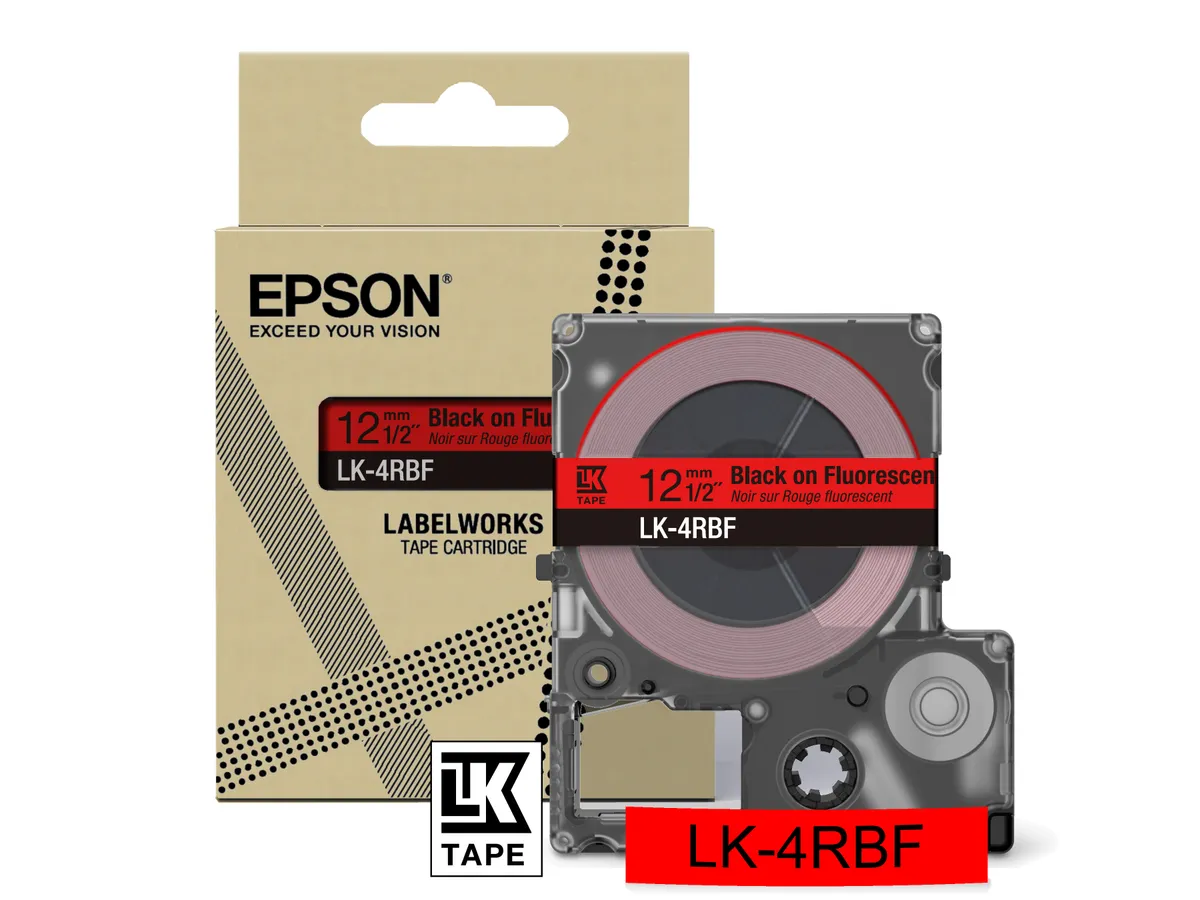 Epson LK-4RBF / C53S672099 Schriftband schwarz auf fluoreszierend rot (12mm x 8m)