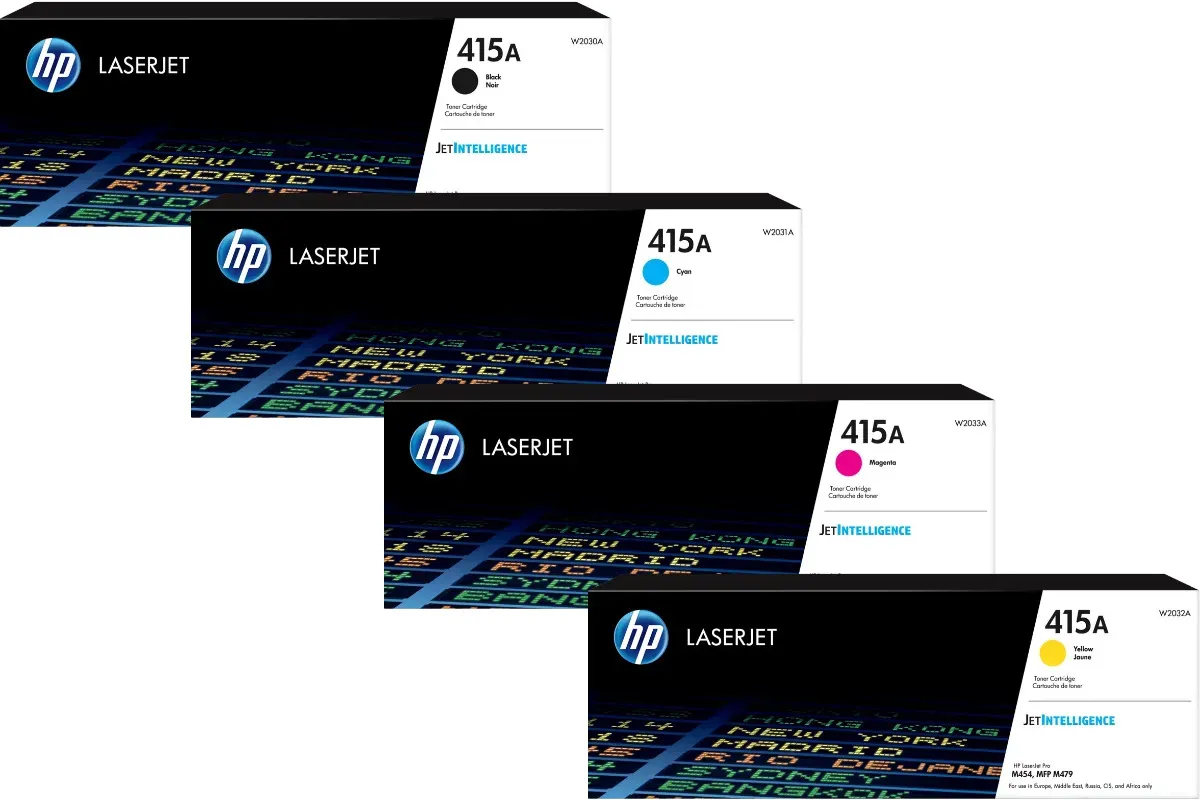 HP 415A / W2030A / W2031A / W2032A / W2033A Toner Sparset schwarz, cyan, magenta, gelb (4 Stück)