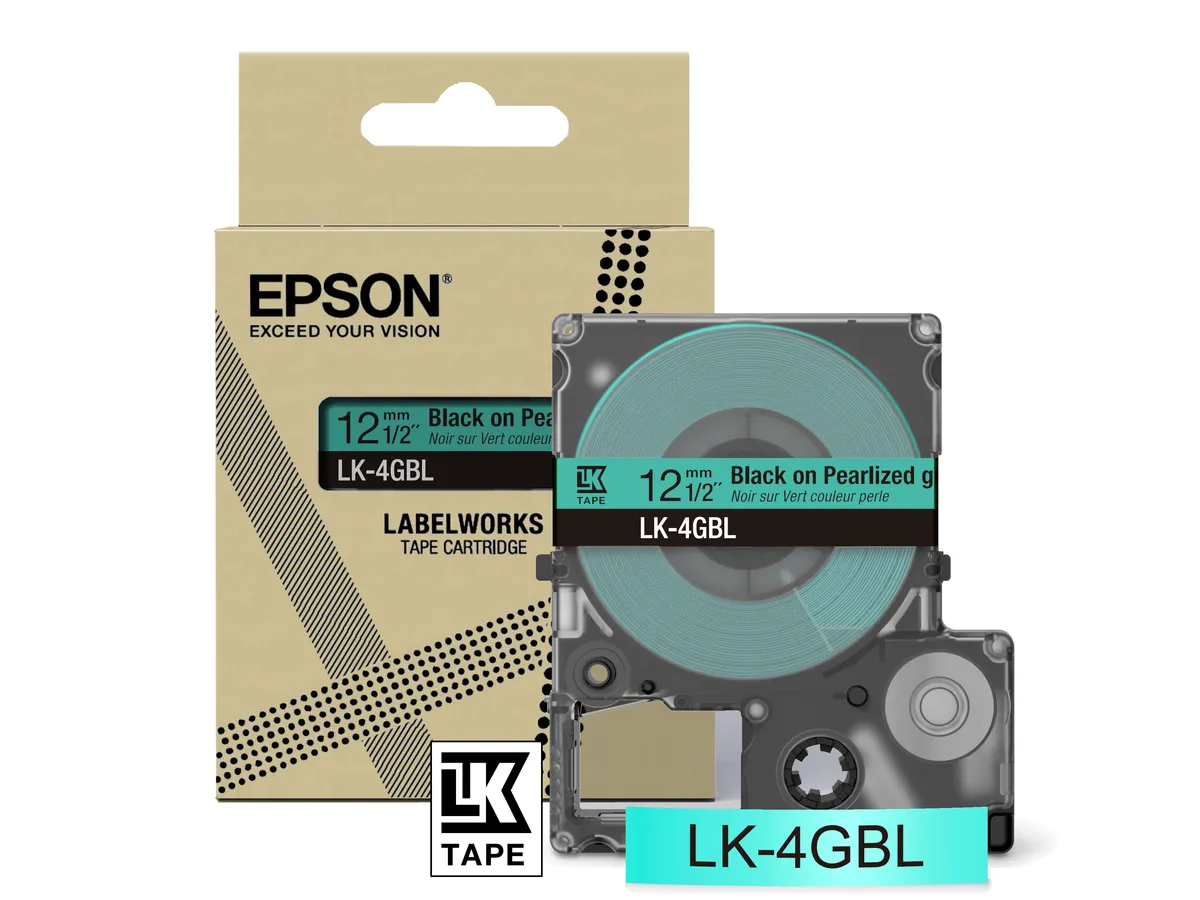 Epson LK-4GBL / C53S672102 Schriftband schwarz auf pearl grün (12mm x 8m)