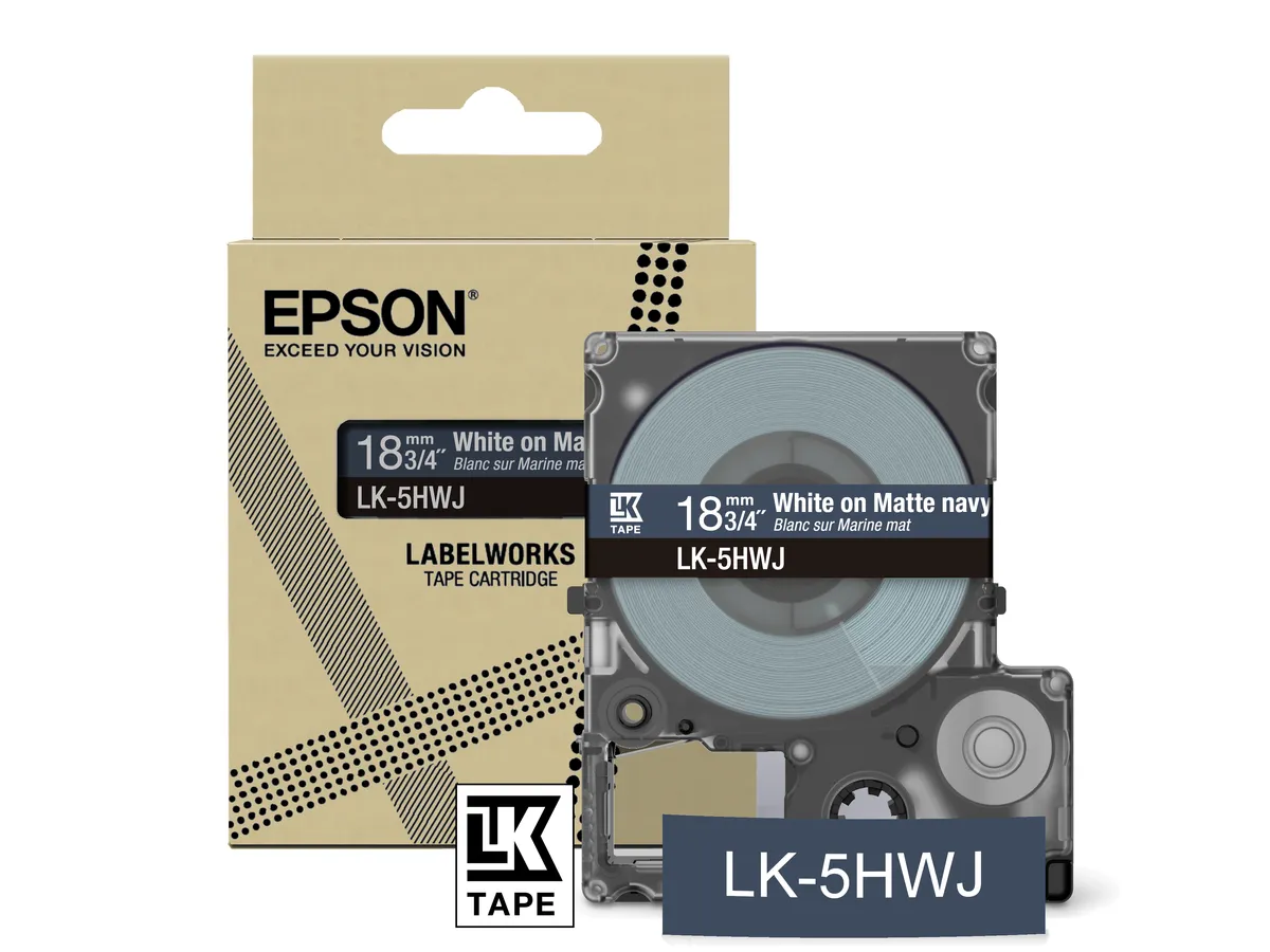 Epson LK-5HWJ / C53S672085 Schriftband weiß auf matt navyblau (18mm x 8m)