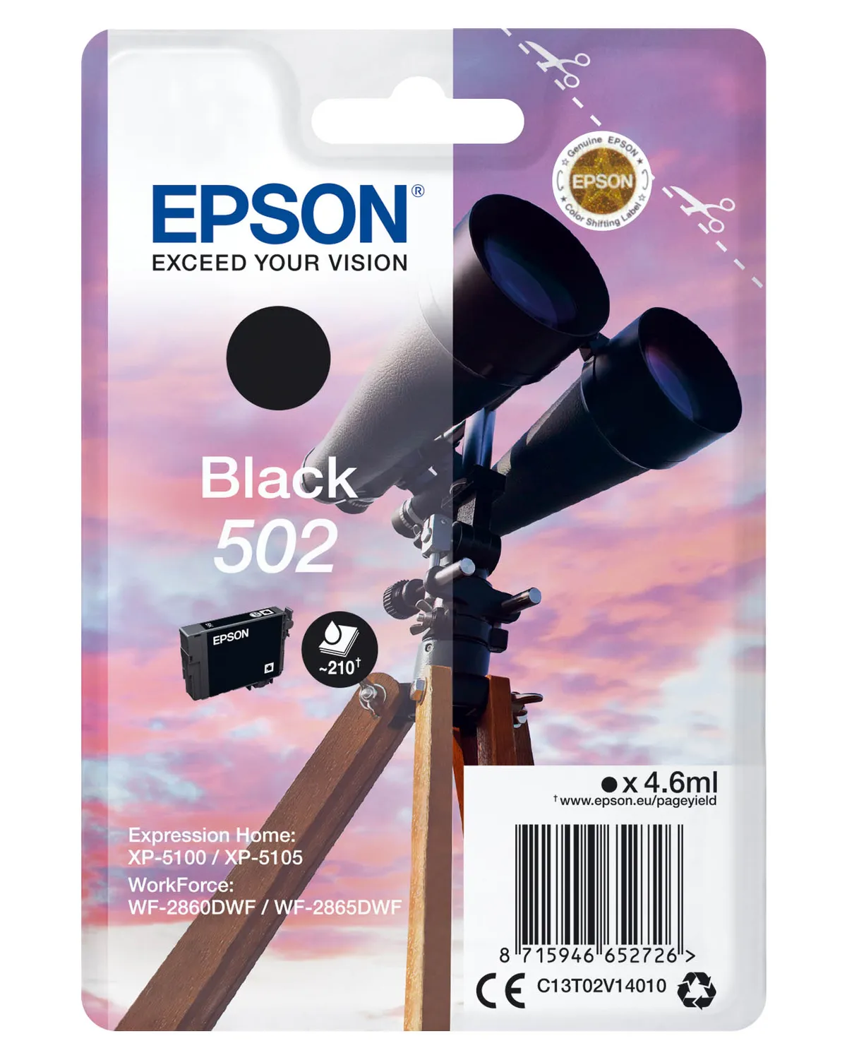 Epson 502 / T02V1 / C13T02V14010 / C13T02V14020 Tinte schwarz