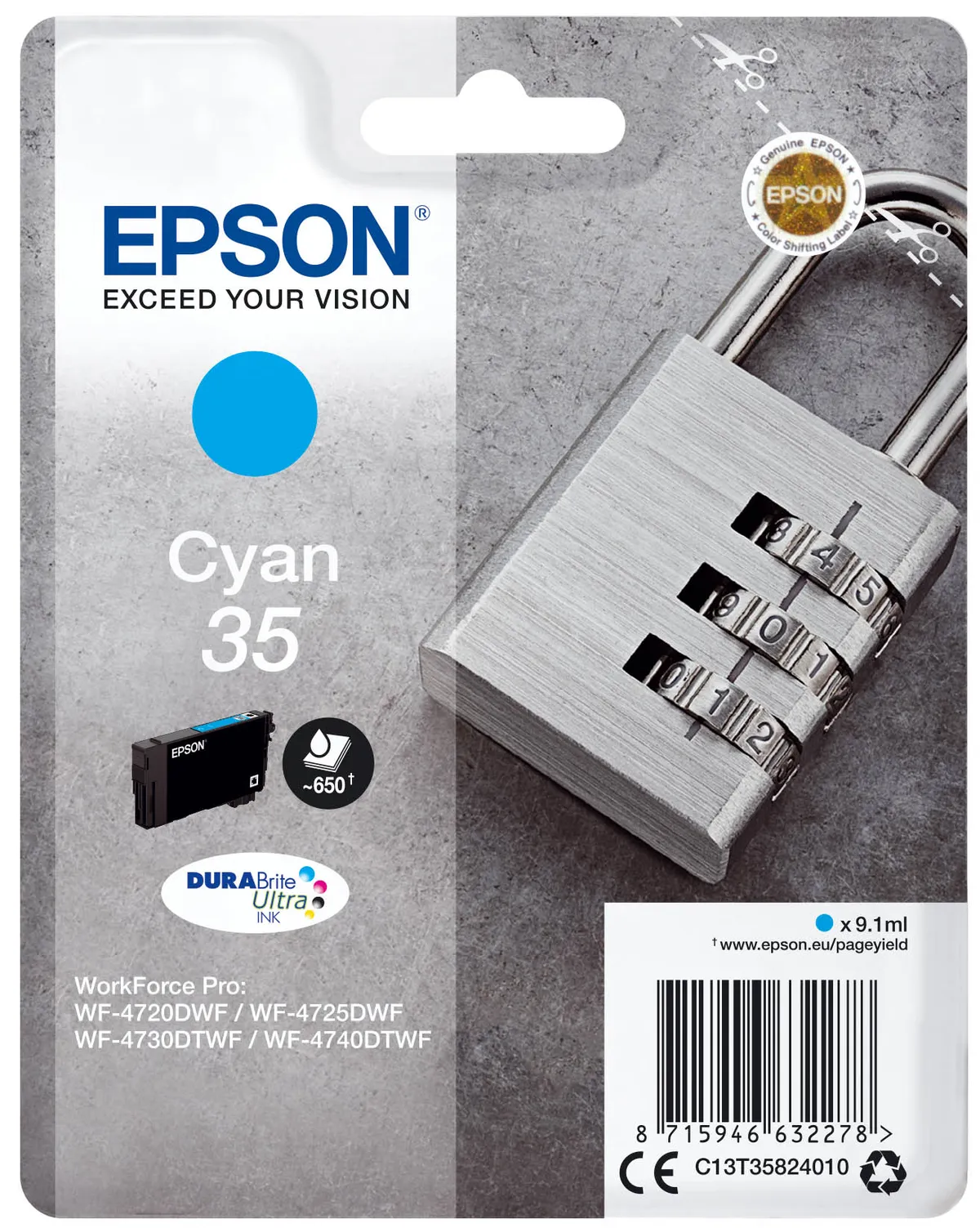 Epson 35 / T3582 / C13T35824010 / C13T35824020 Tinte cyan