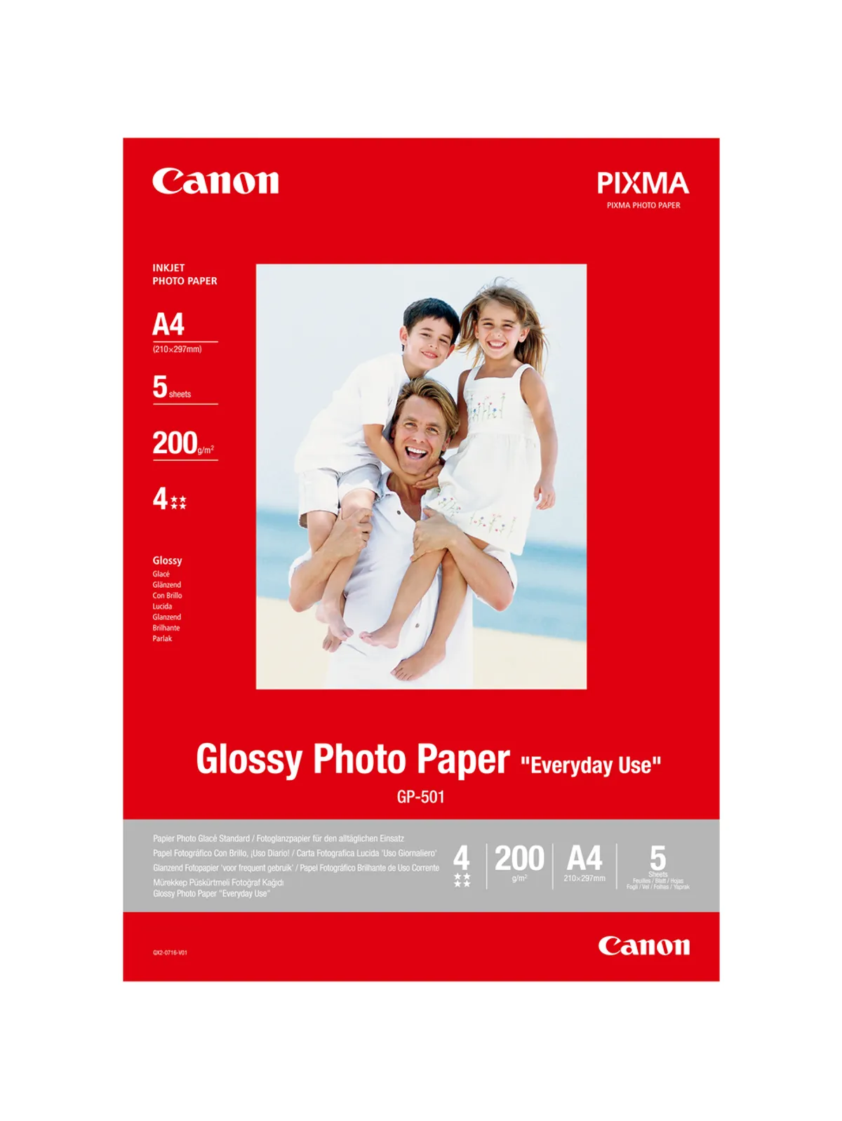 Canon GP-501 / 0775B076 / Glossy Fotopapier weiß (21 x 29,7cm (DIN A4), 5 Blatt, 200 g/m²)