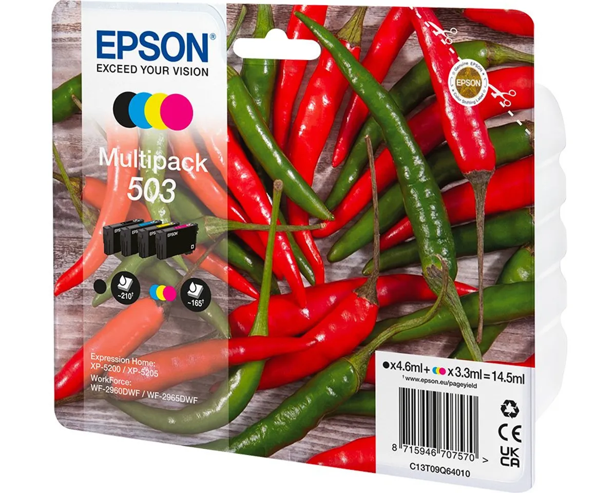 Epson 503 / T09Q6 / C13T09Q64010 Tinten Sparset schwarz, cyan, magenta, gelb (4 Stück)